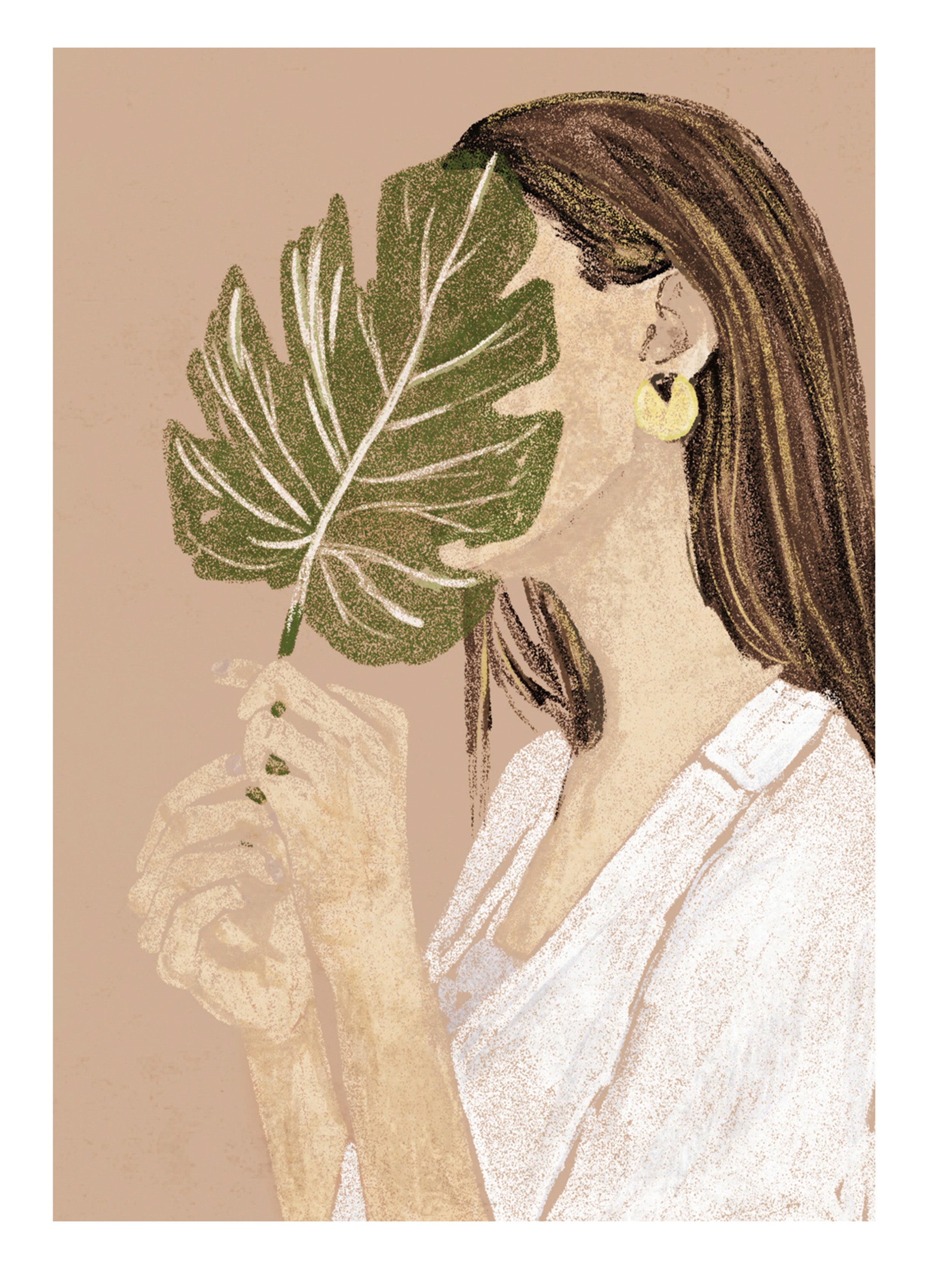 Obraz na płótnie Girl With Leaf 80x60 cm