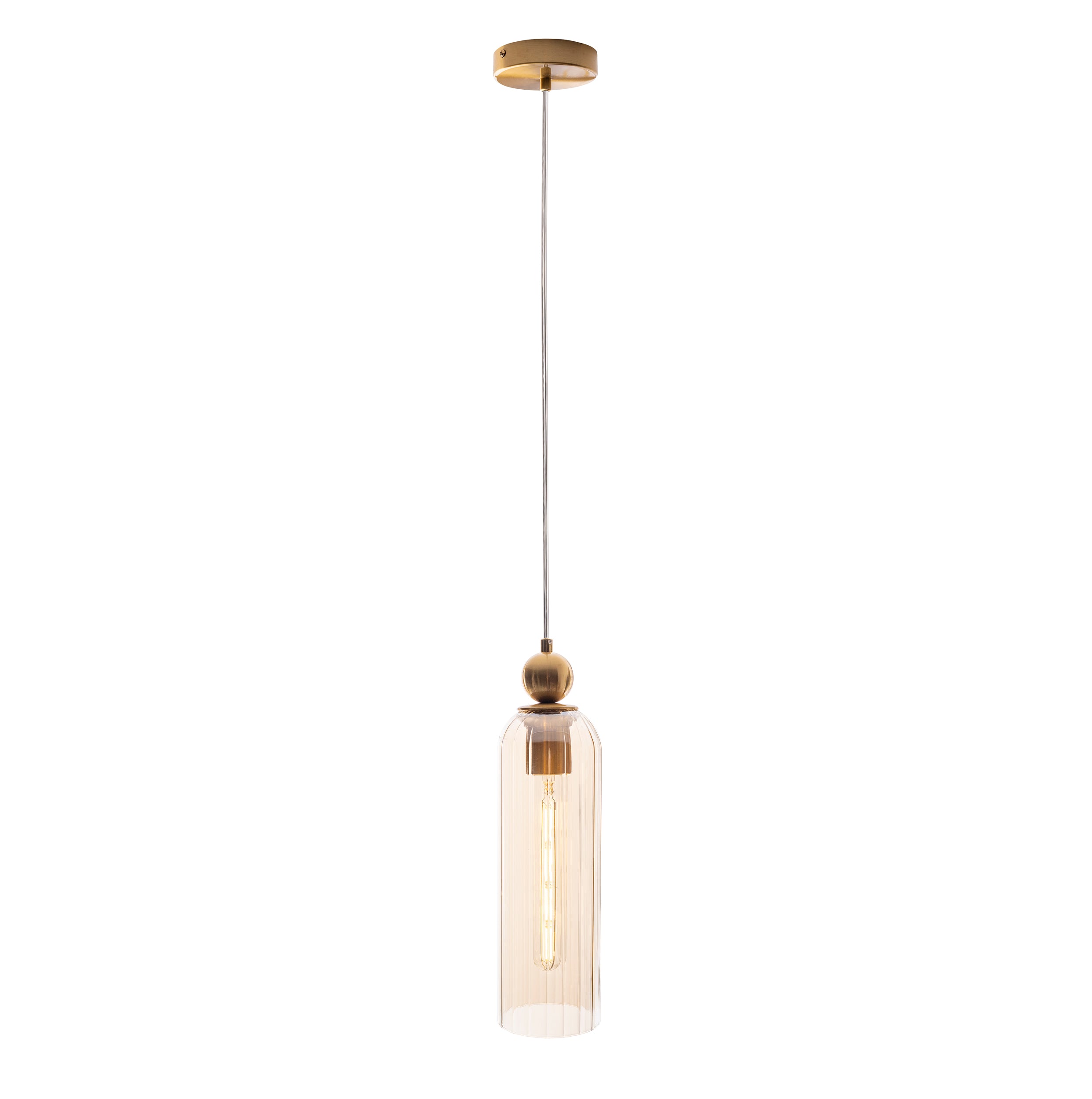 Lampa wisząca Campanila mosiądz szkło szampańskie