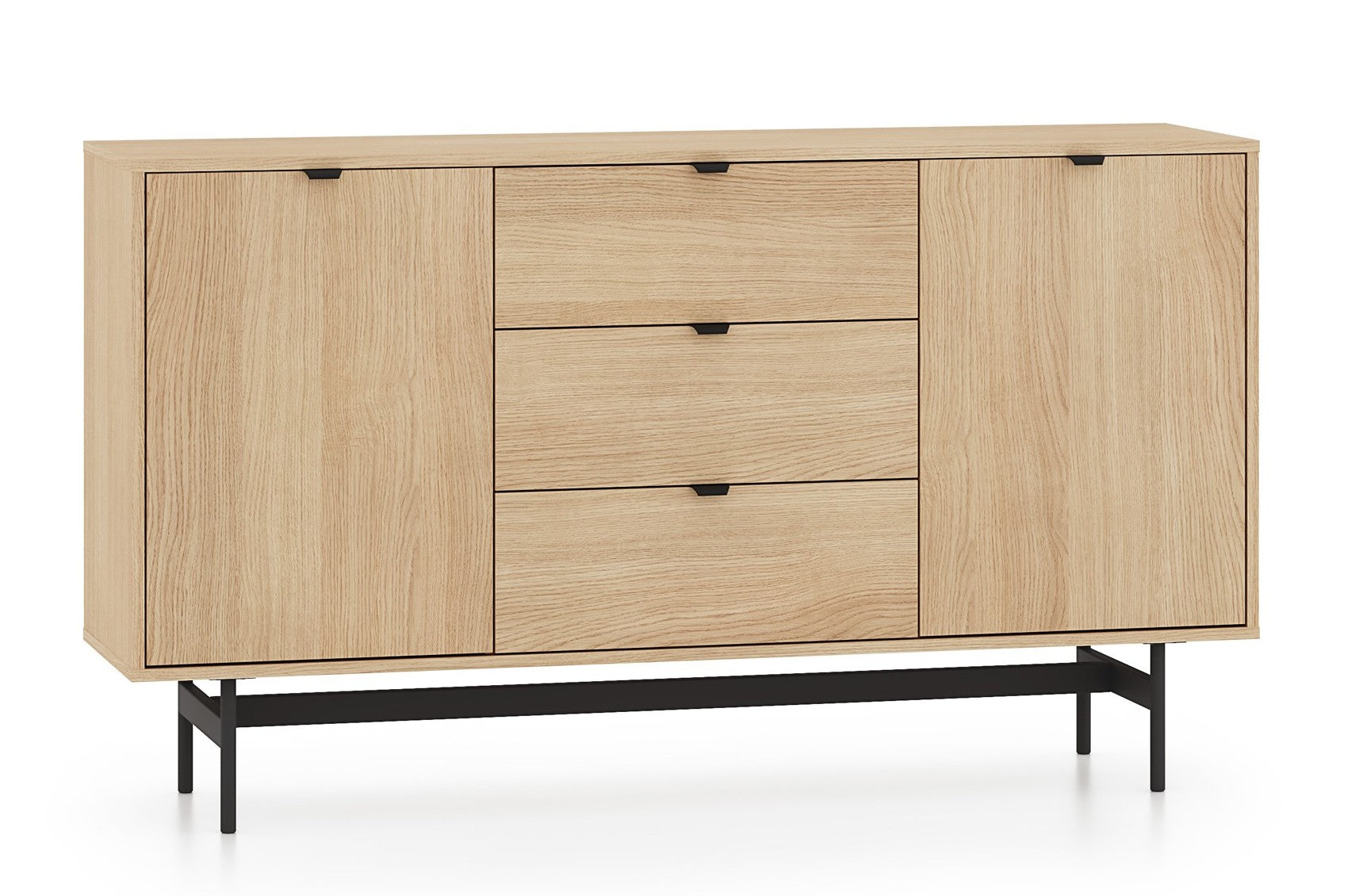 Komoda dwudrzwiowa Heggers z trzema szufladami 150 cm dąb mavelie