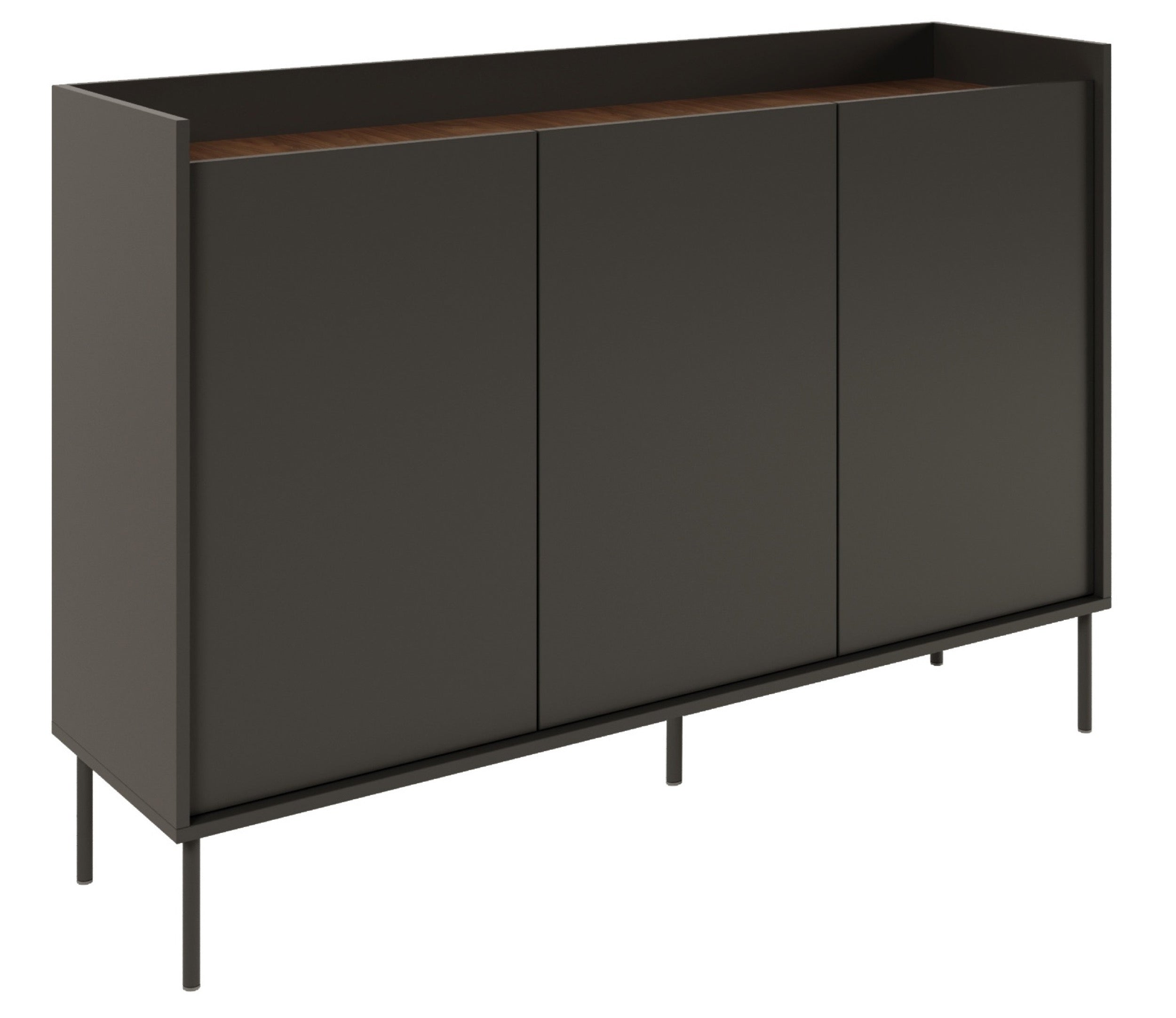 Komoda trzydrzwiowa Tovi 140 cm czarny/orzech wisconsin