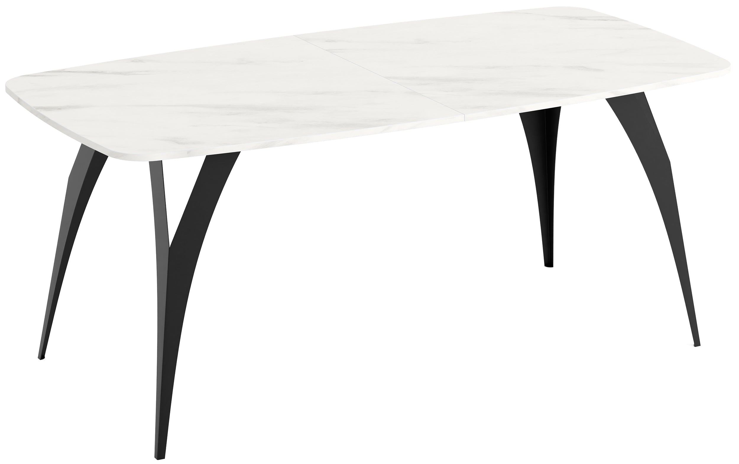 Stół rozkładany do jadalni Diffini 180-280x90 cm Marmur Bianco z czarnymi nogami