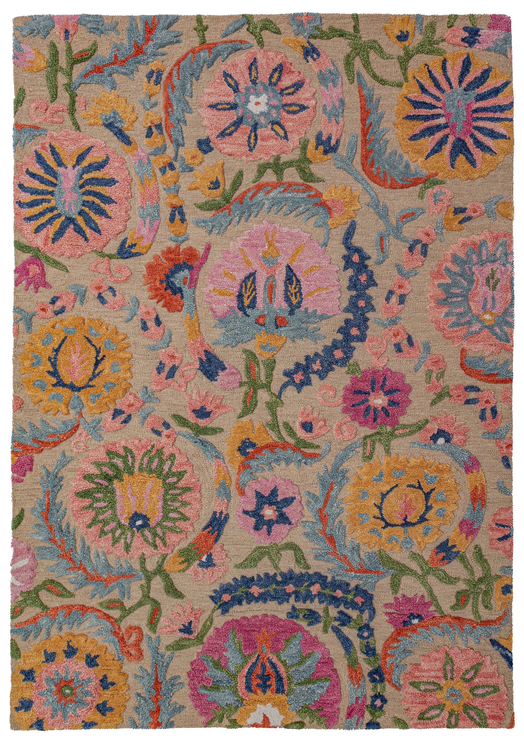 Dywan wełniany ręcznie wykonany Amira Floral 140x200 cm wielokolorowy