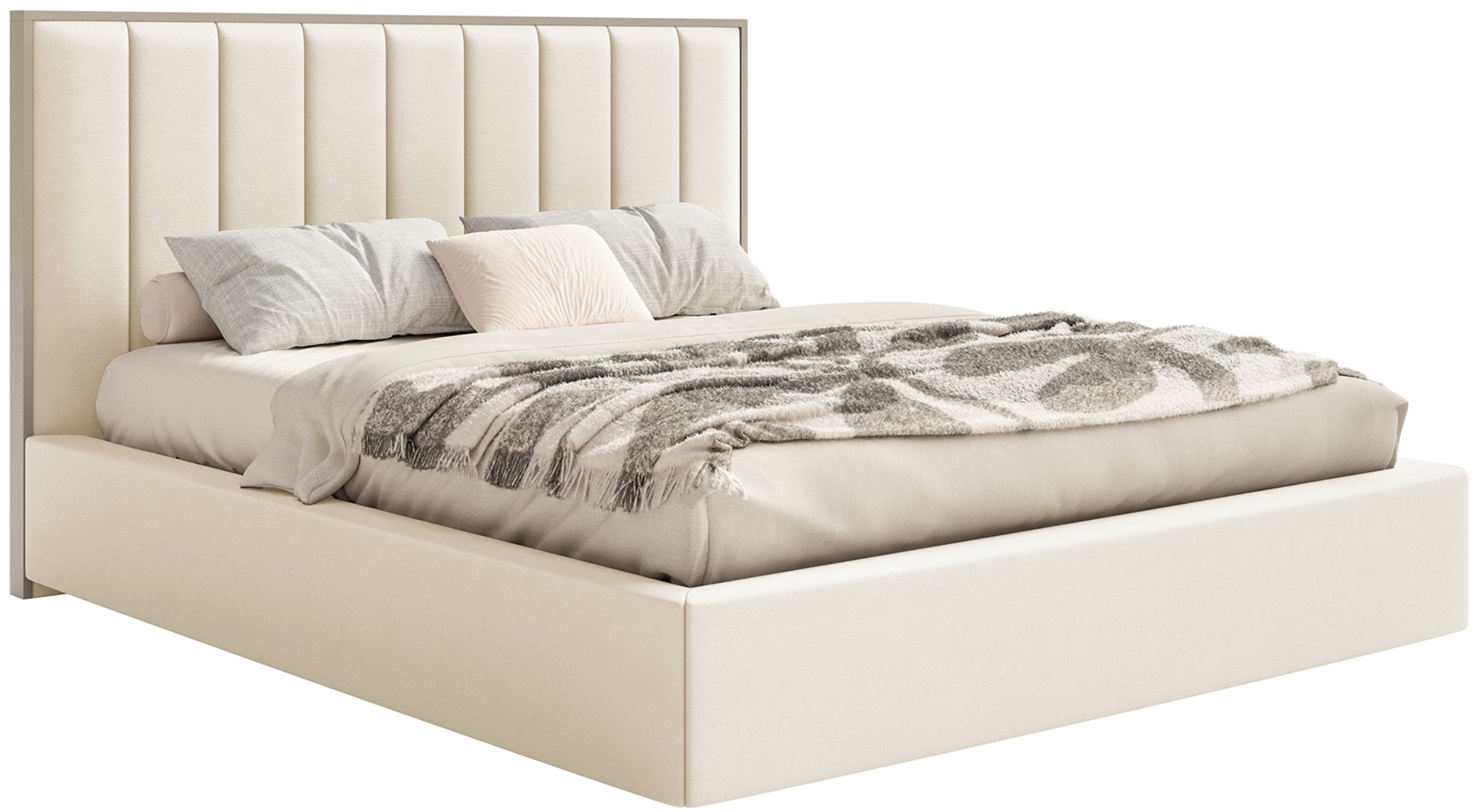 Łóżko tapicerowane 140x200 cm Togents kremowe welur hydrofobowy