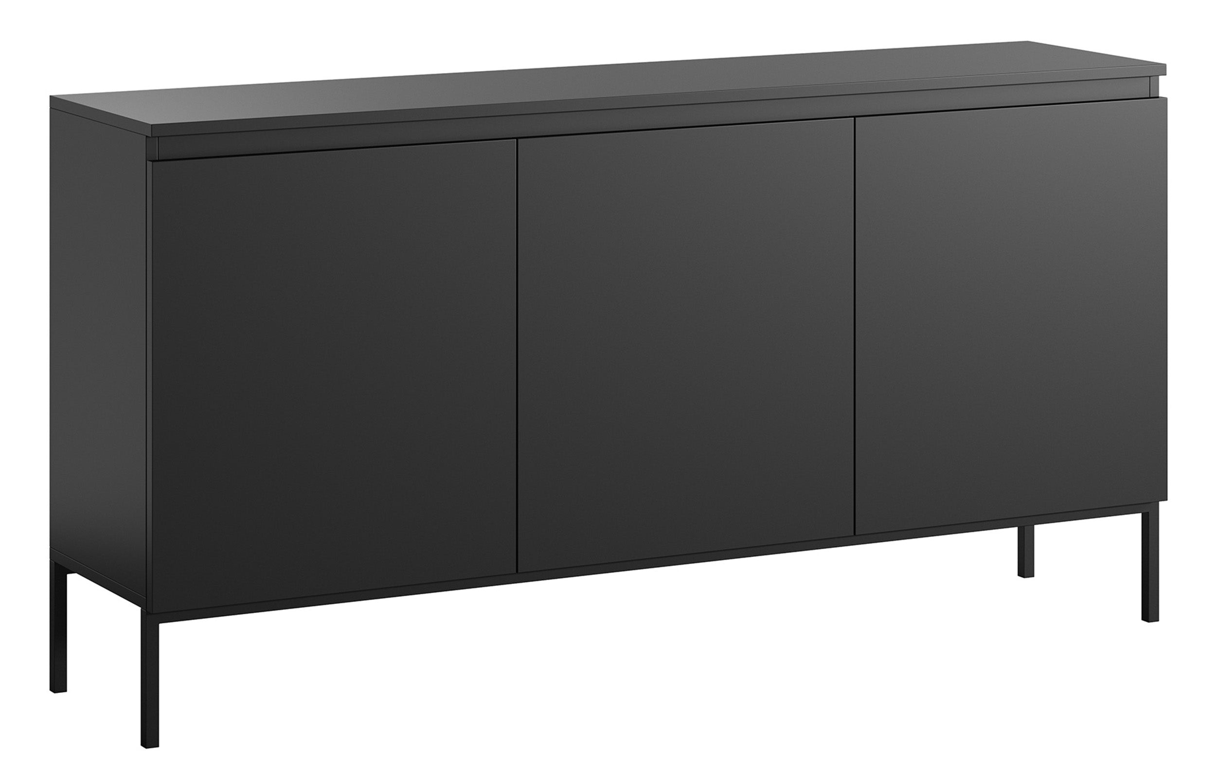 Komoda trzydrzwiowa Bemmi 150 cm czarna z czarnymi nogami