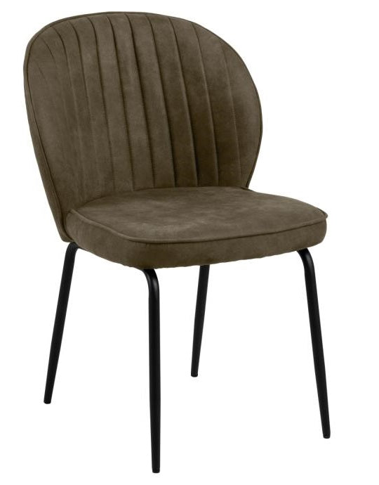 Krzesło tapicerowane Chinmoy olive green z oparciem na metalowych nóżkach velvet