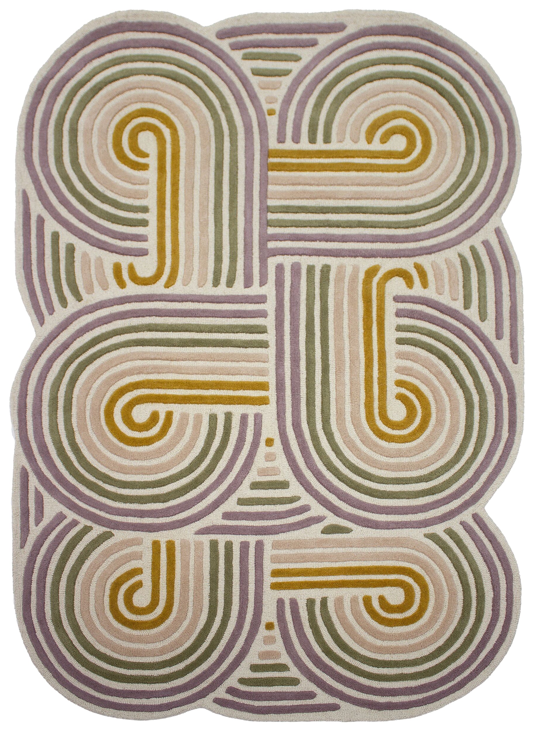 Dywan wełniany ręcznie wykonany Spiral 200x300 cm zielony