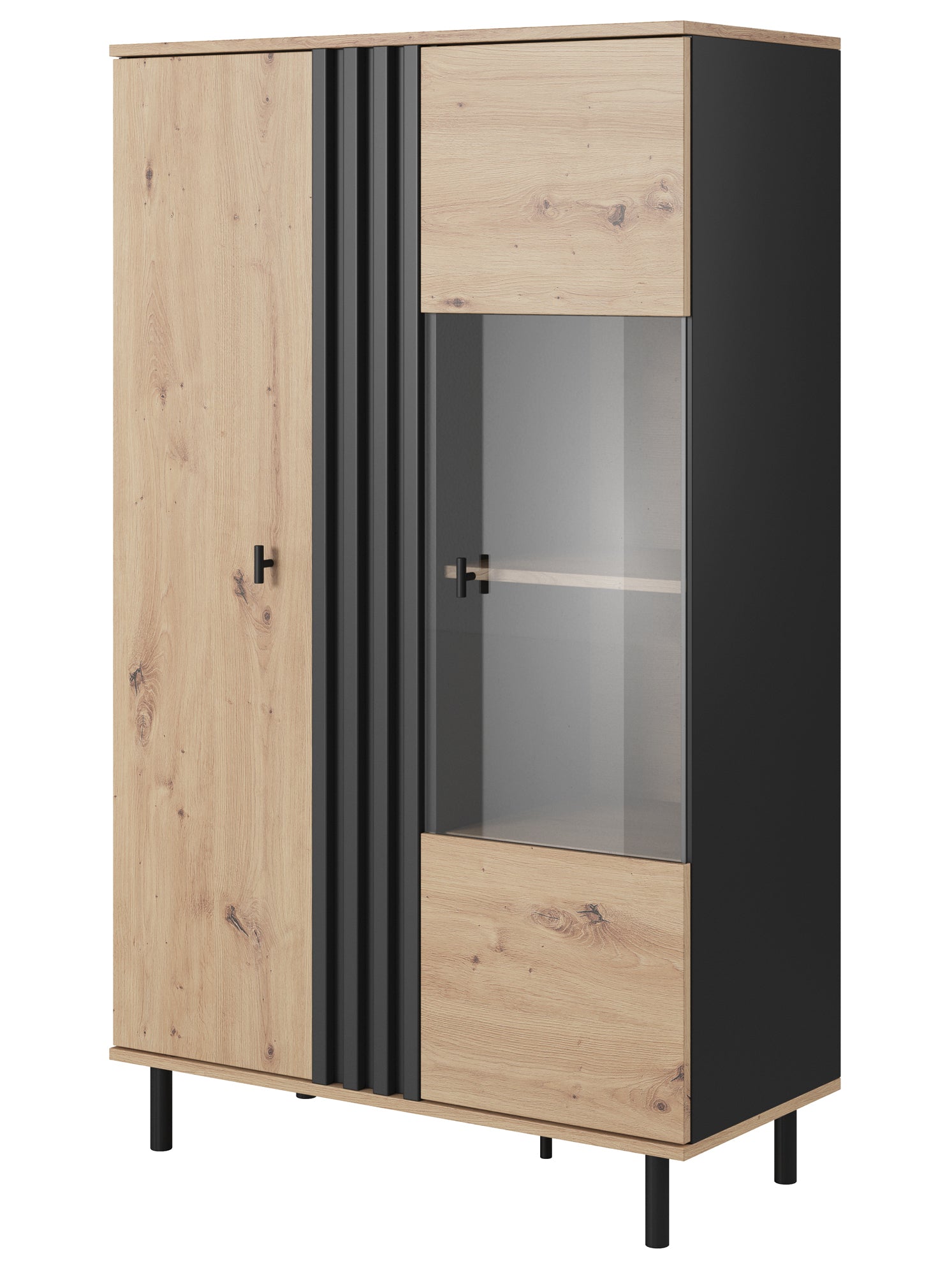 Witryna dwudrzwiowa Mellami 90 cm z dąb artisan/antracyt lamele