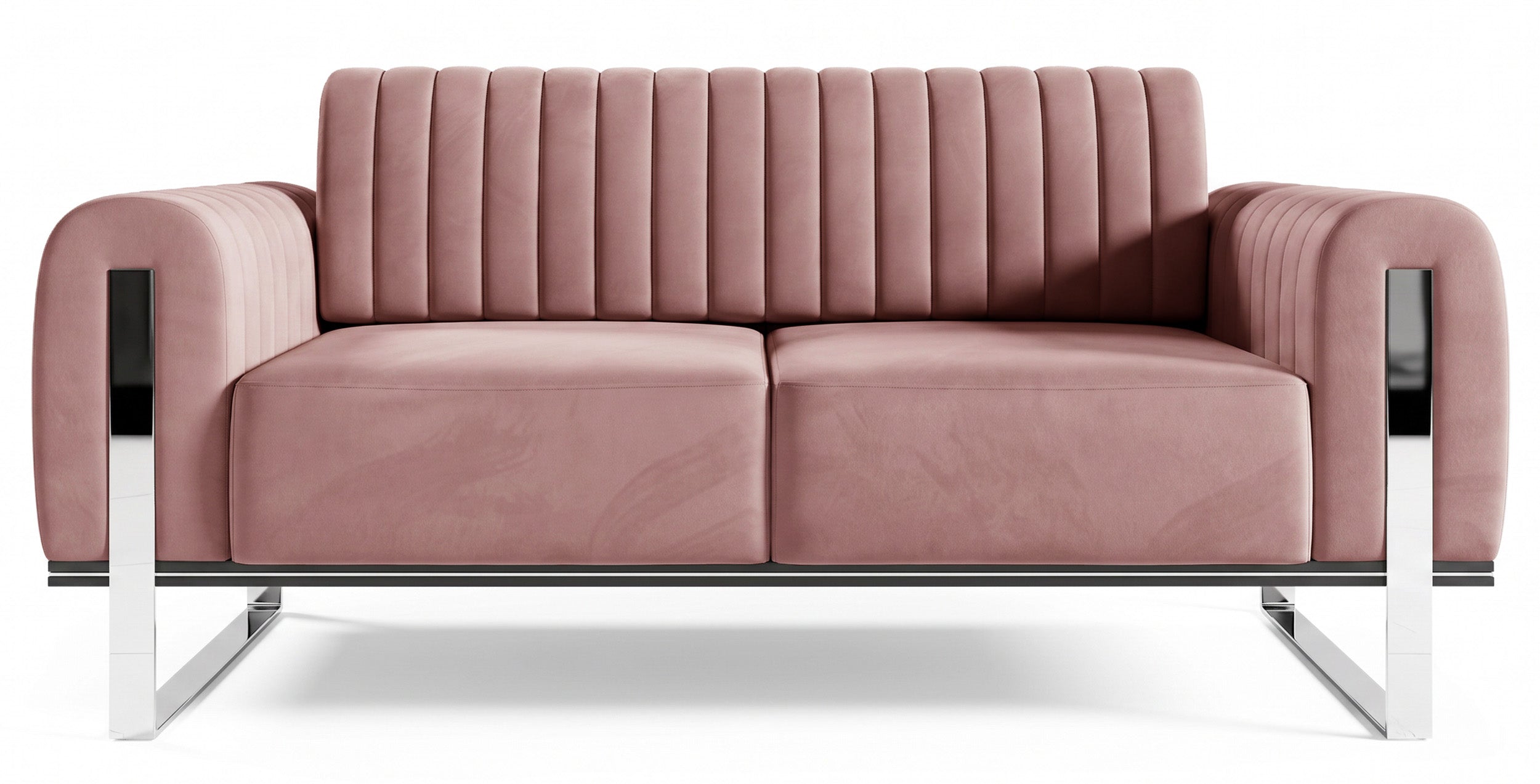 Sofa dwuosobowa Parissa różowa welur nogi chrom