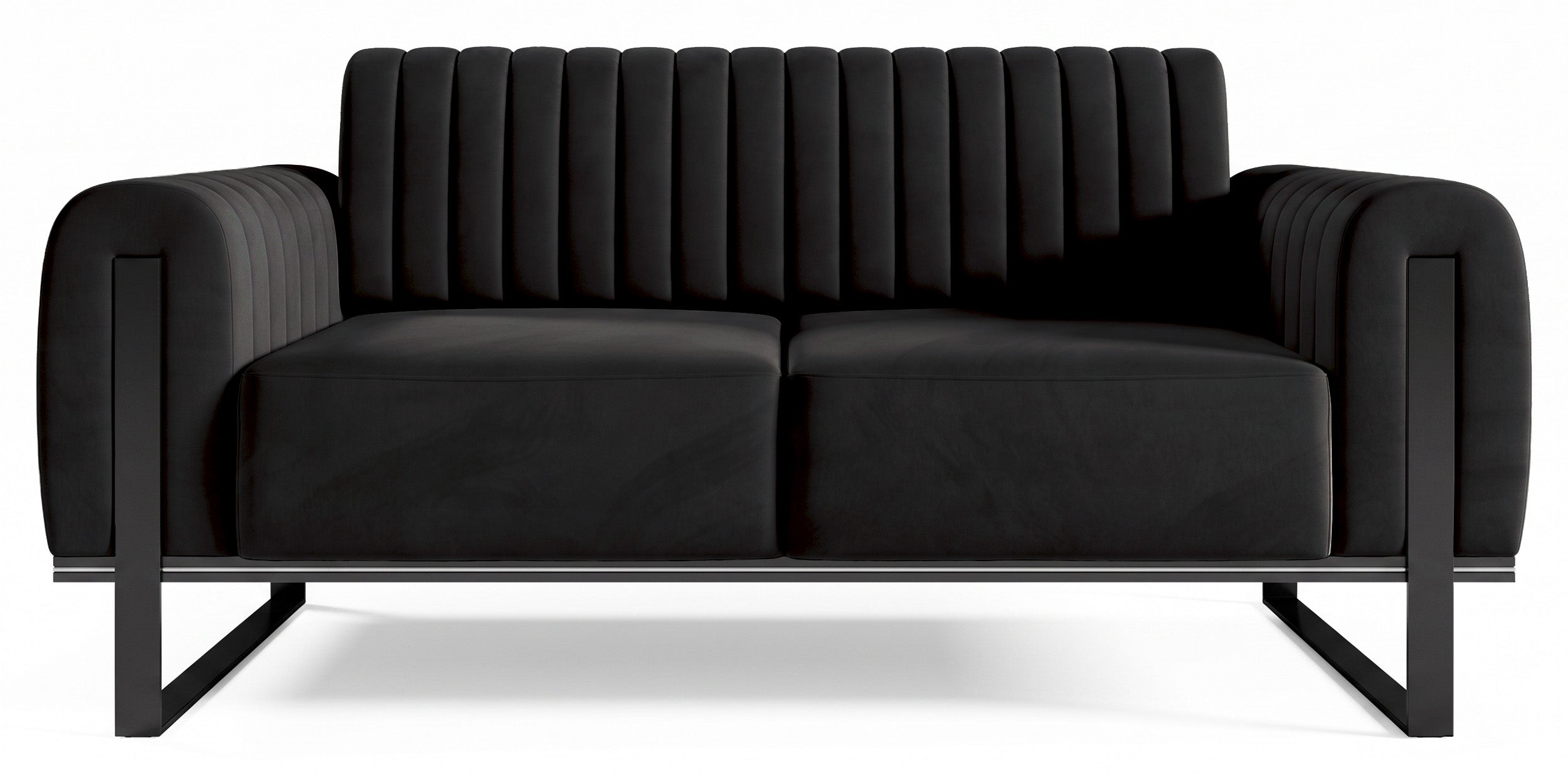 Sofa dwuosobowa Parissa czarna welur czarne nogi
