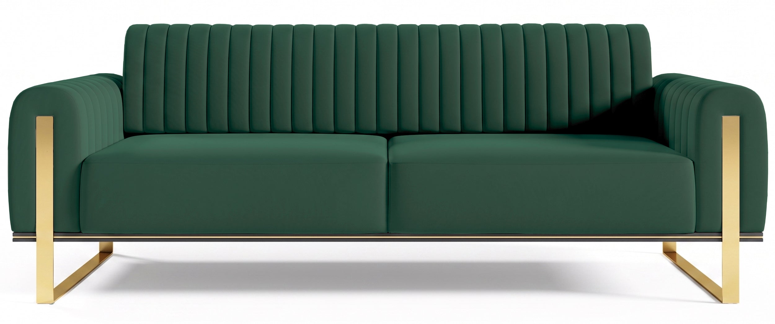 Sofa trzyosobowa Parissa zielona welur złote nóżki