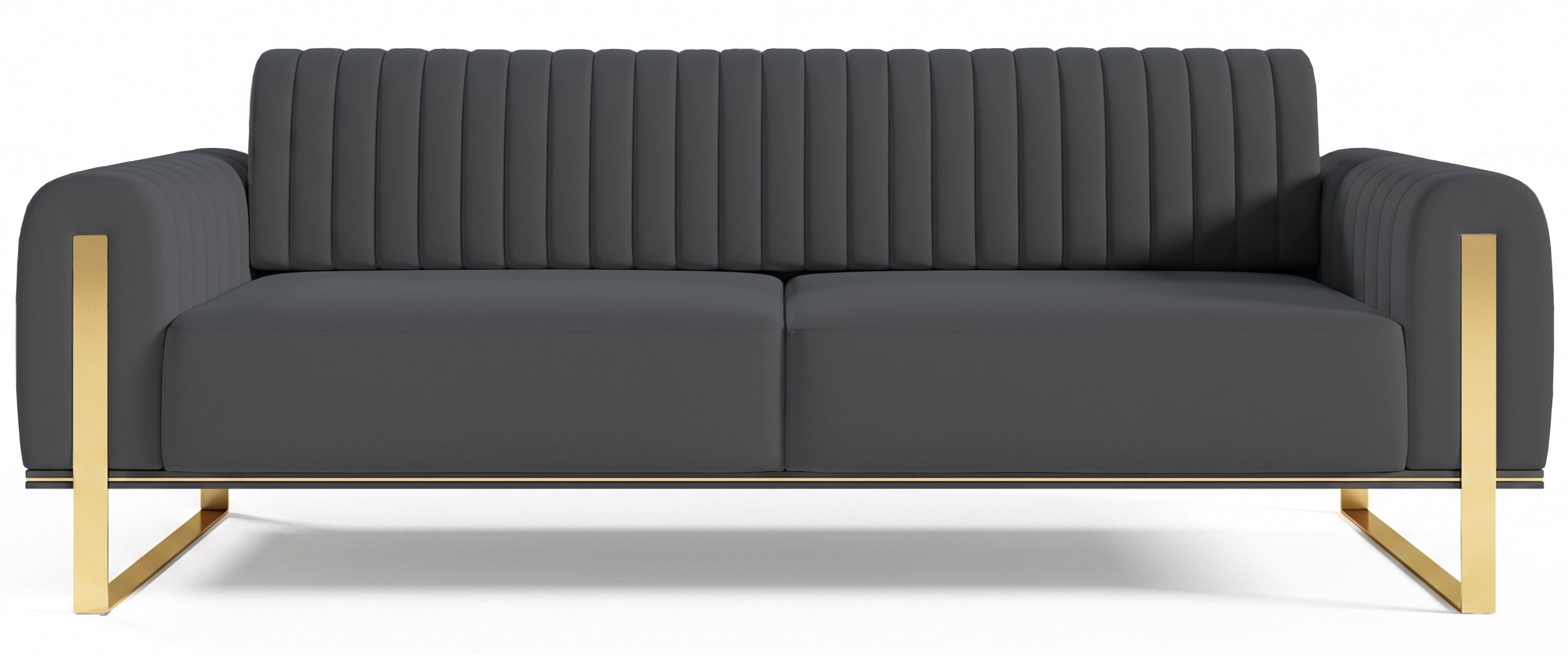 Sofa trzyosobowa Parissa ciemnoszara welur złote nóżki