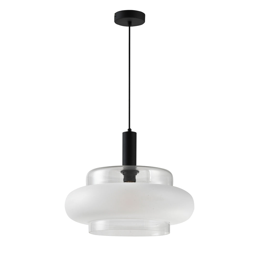 Lampa wisząca Brizi czarna E27 40W z mrożonym kloszem