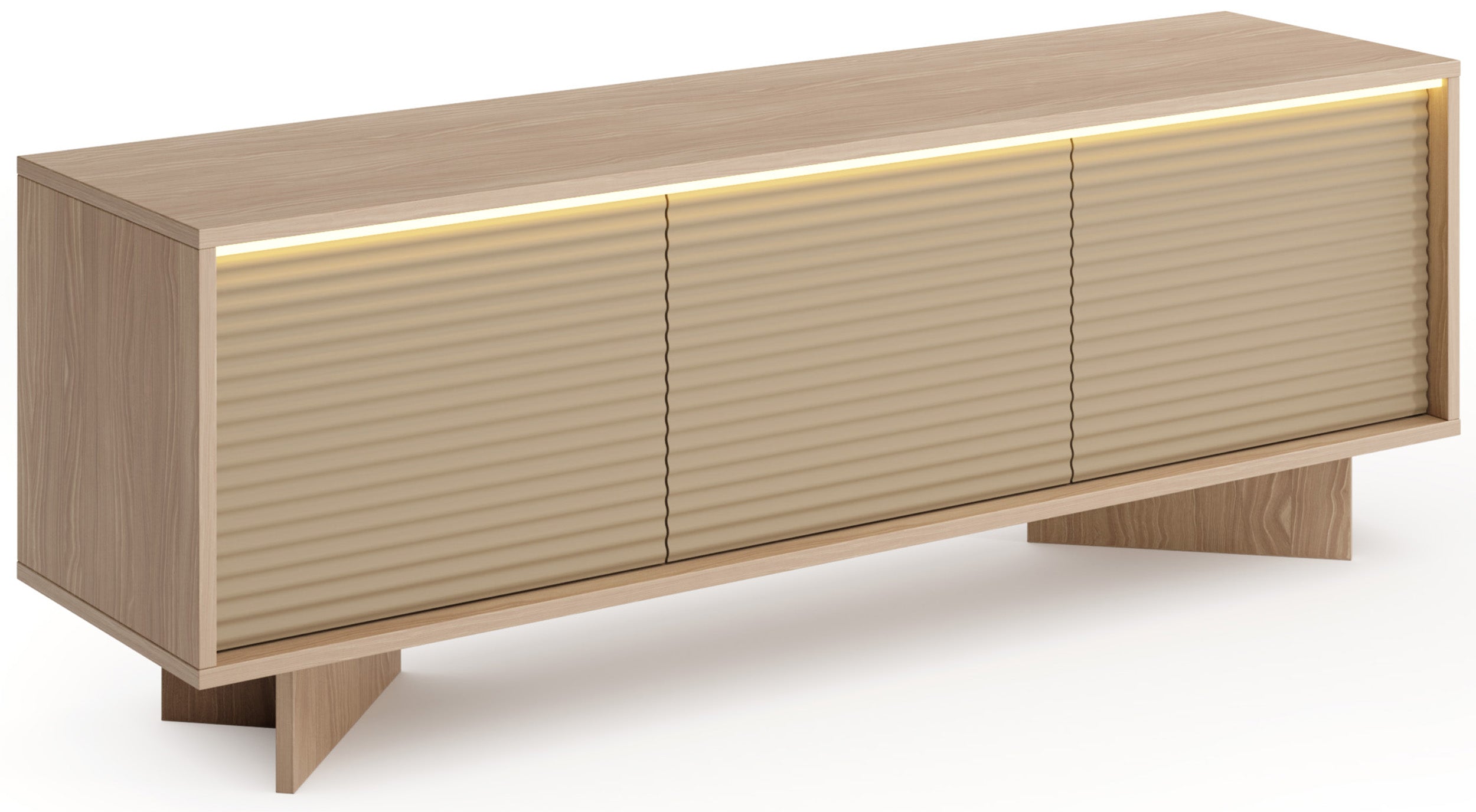 Szafka RTV trzydrzwiowa Semi z oświetleniem LED 154 cm bolivar naturalny/cappuccino