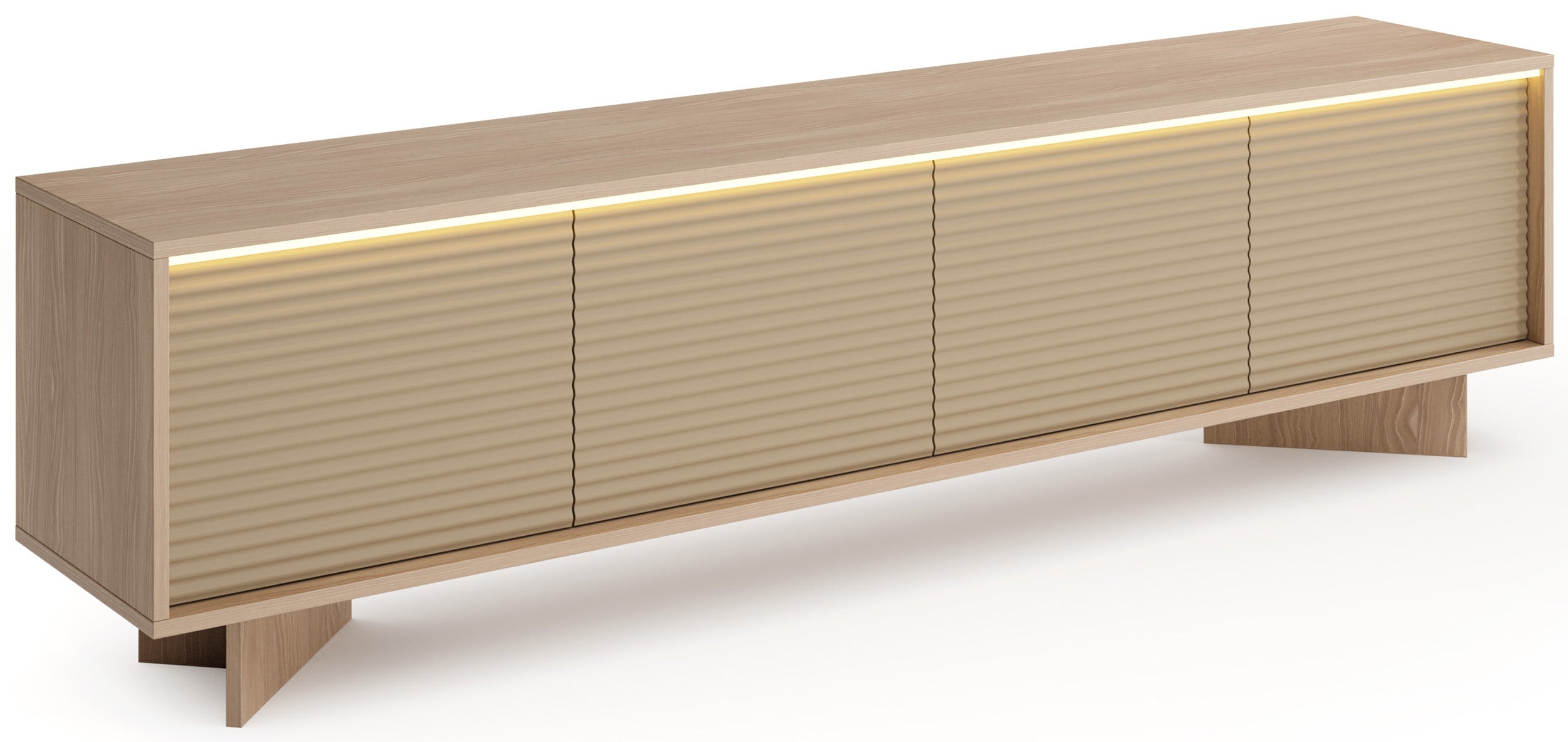 Szafka RTV czterodrzwiowa Semi z oświetleniem LED 204 cm bolivar naturalny/cappuccino