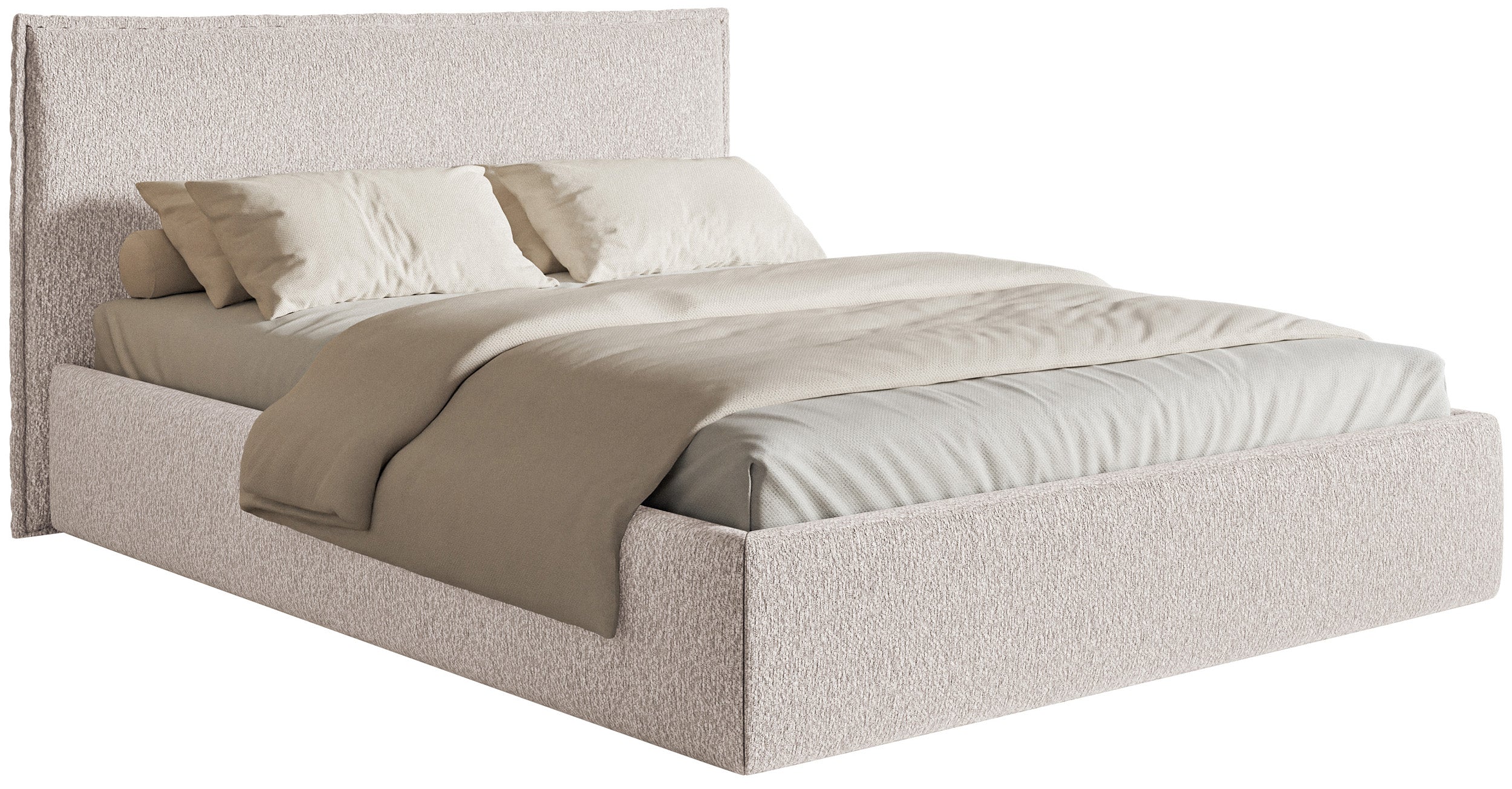 Łóżko tapicerowane 200x200 cm Softie Slim beżowe szenil
