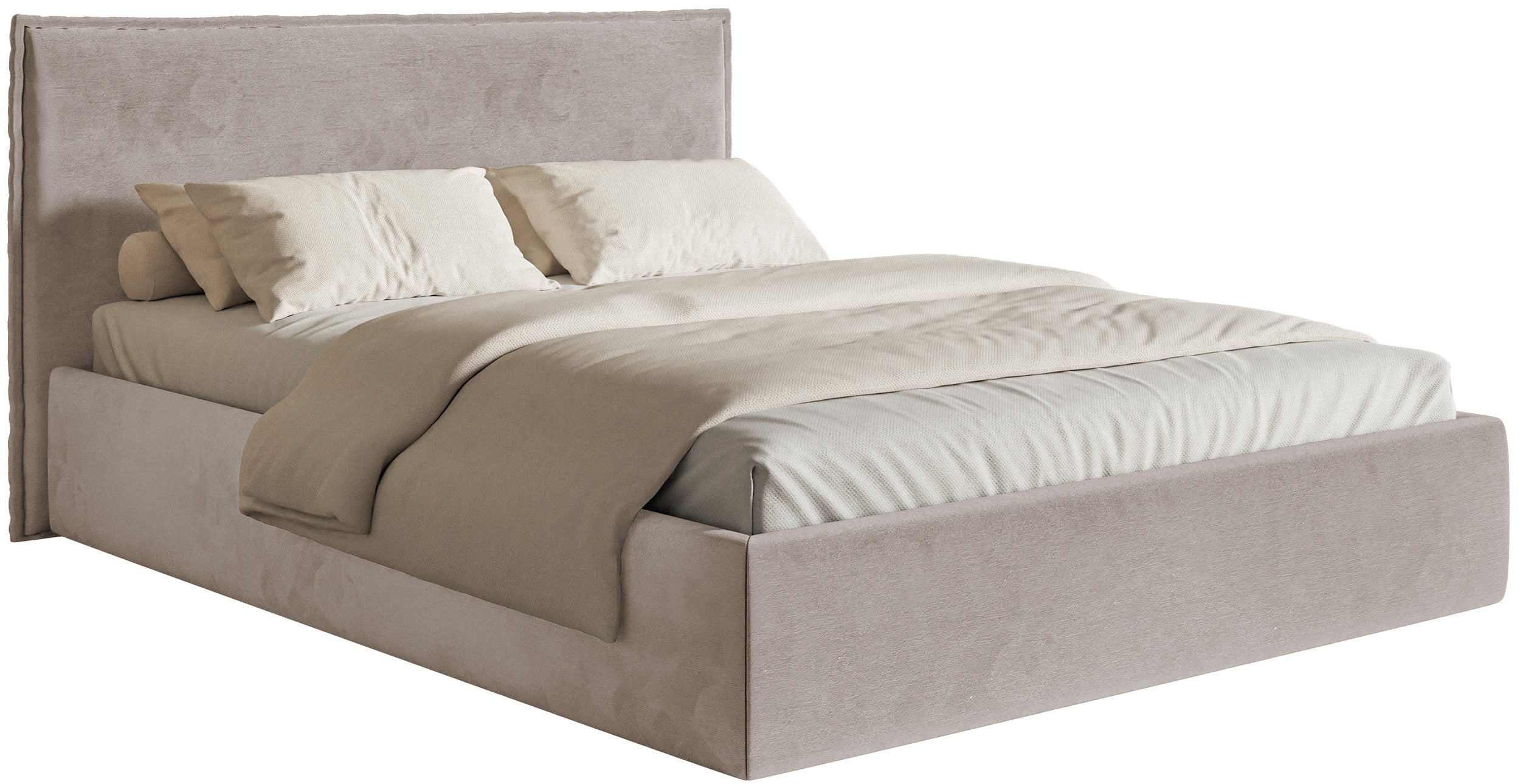 Łóżko tapicerowane 160x200 cm Softie Slim szarobrązowe welur hydrofobowy