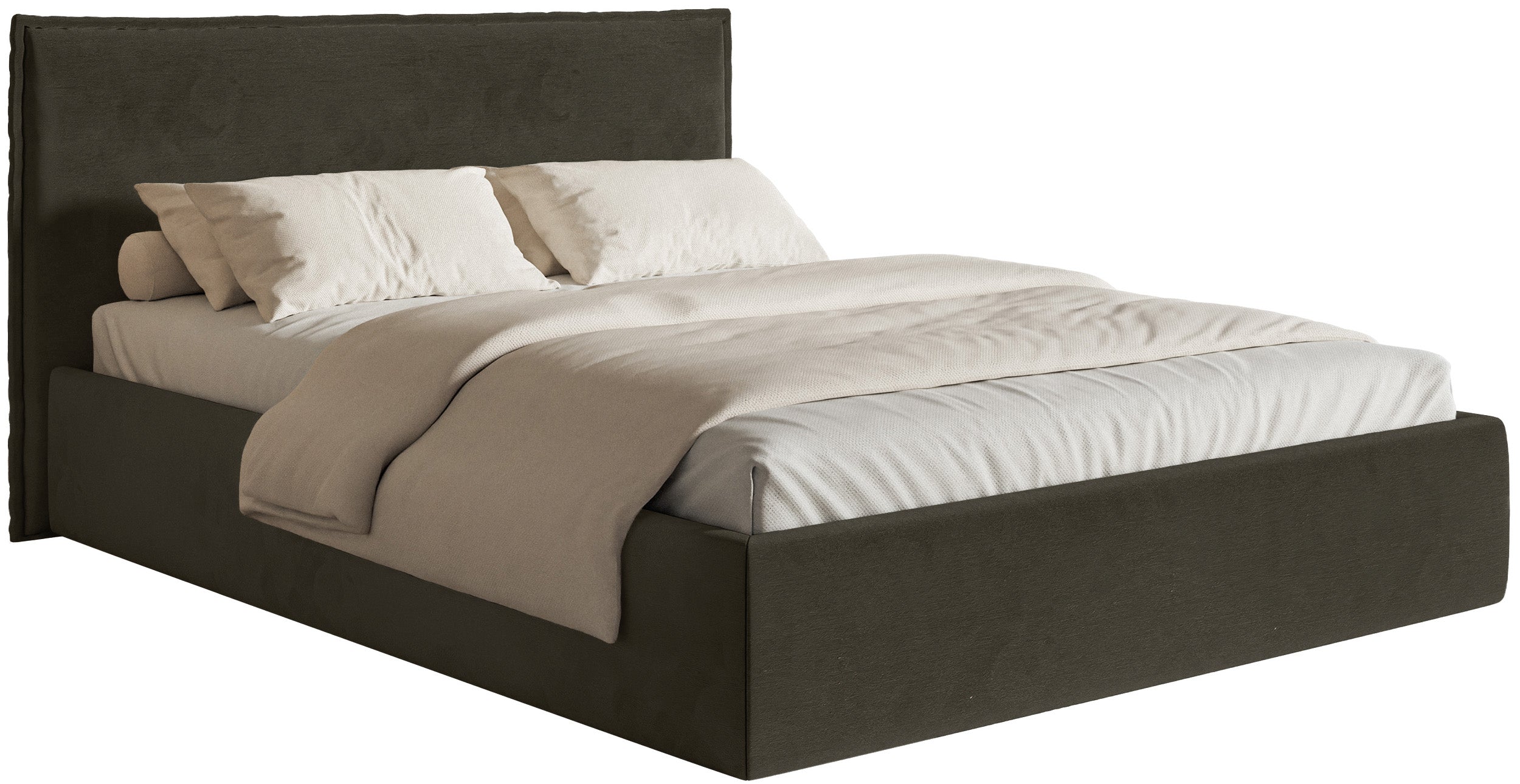 Łóżko tapicerowane 200x200 cm Softie Slim ciemnozielone welur hydrofobowy