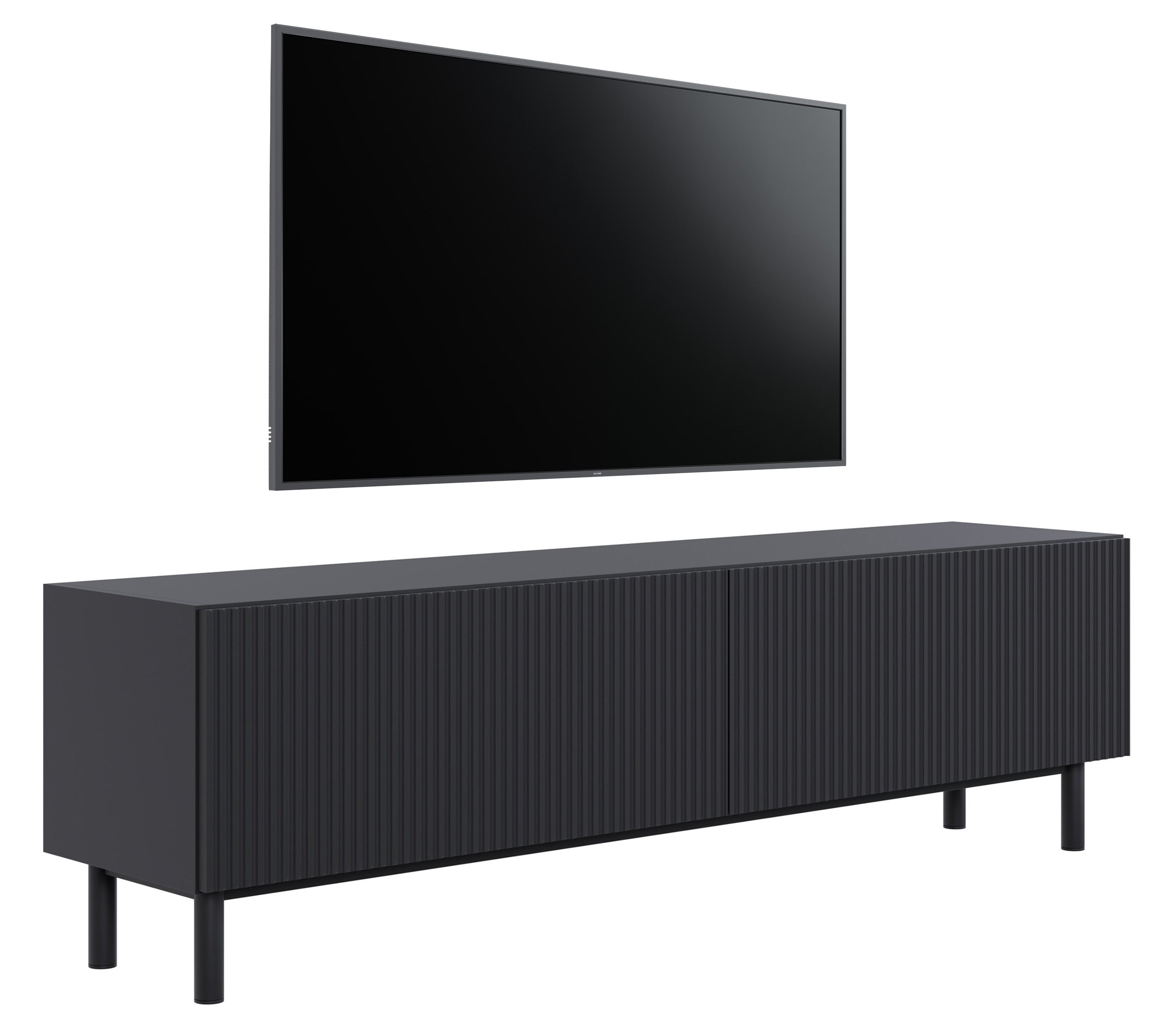 Szafka RTV Veldio New z frezowanym frontem 140 cm czarna