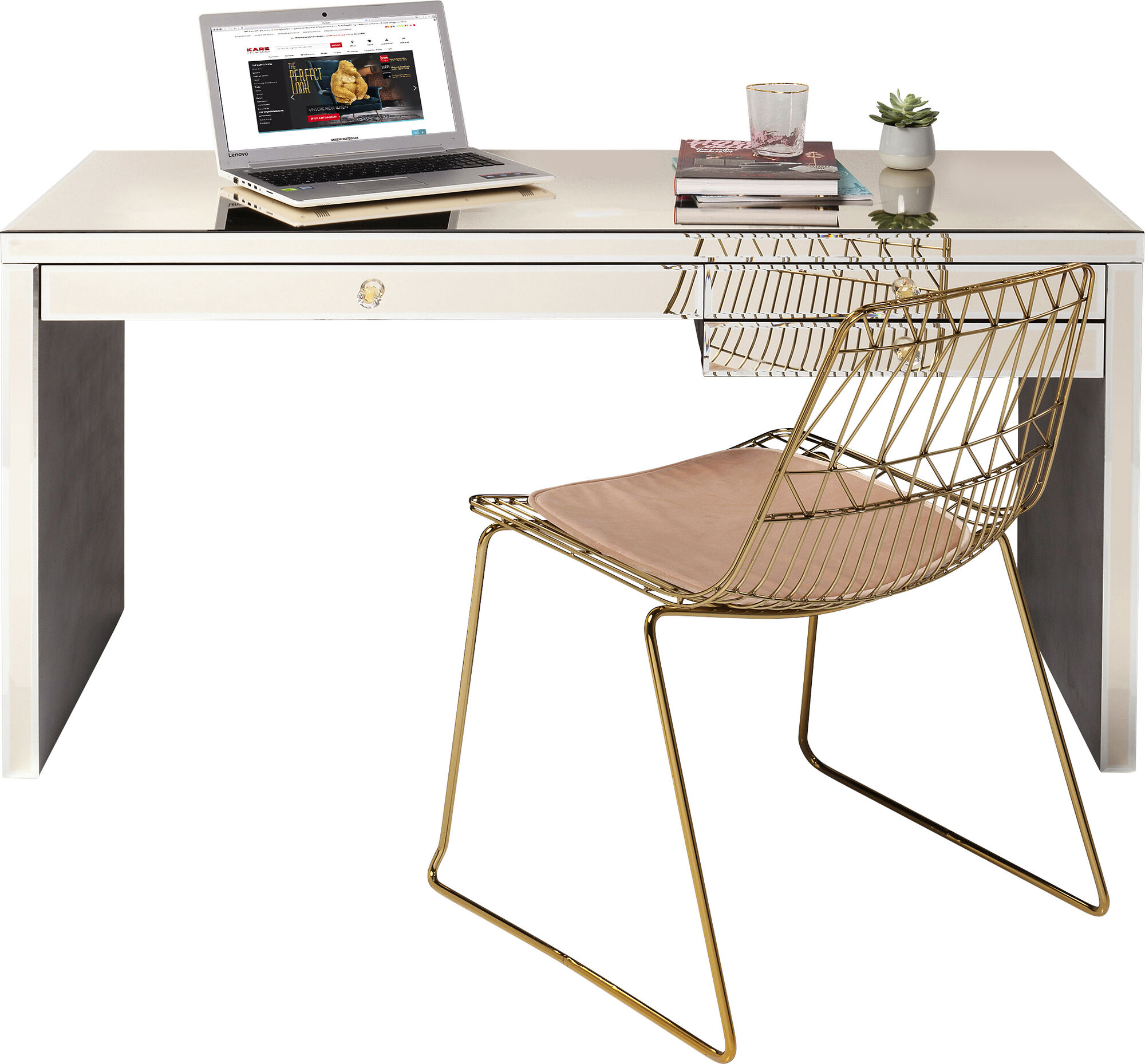 Biurko glamour lustrzane 140x61 cm
