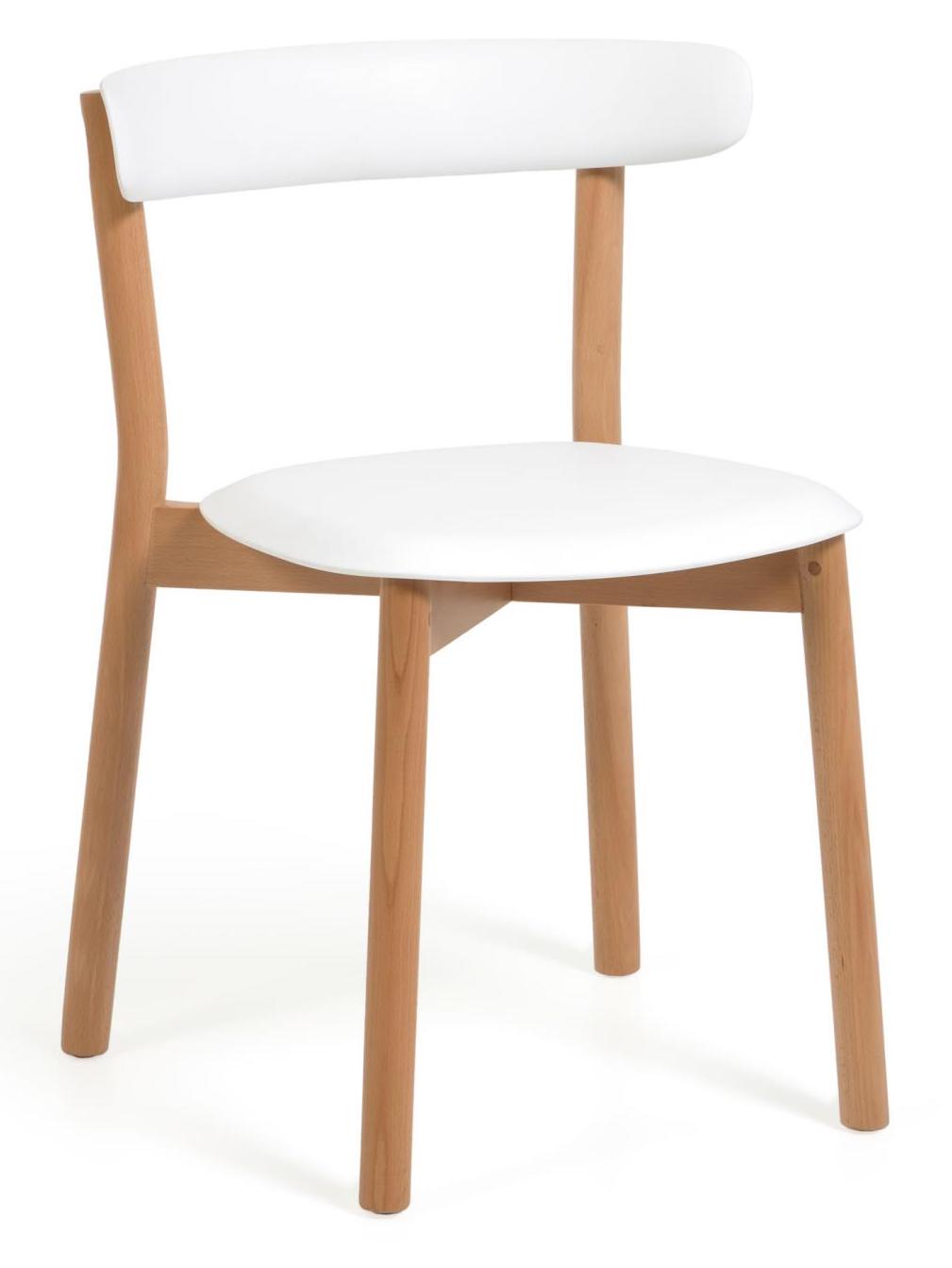 Krzesło drewno bukowe siedzisko z tworzywa sztucznego białe 52x45 cm