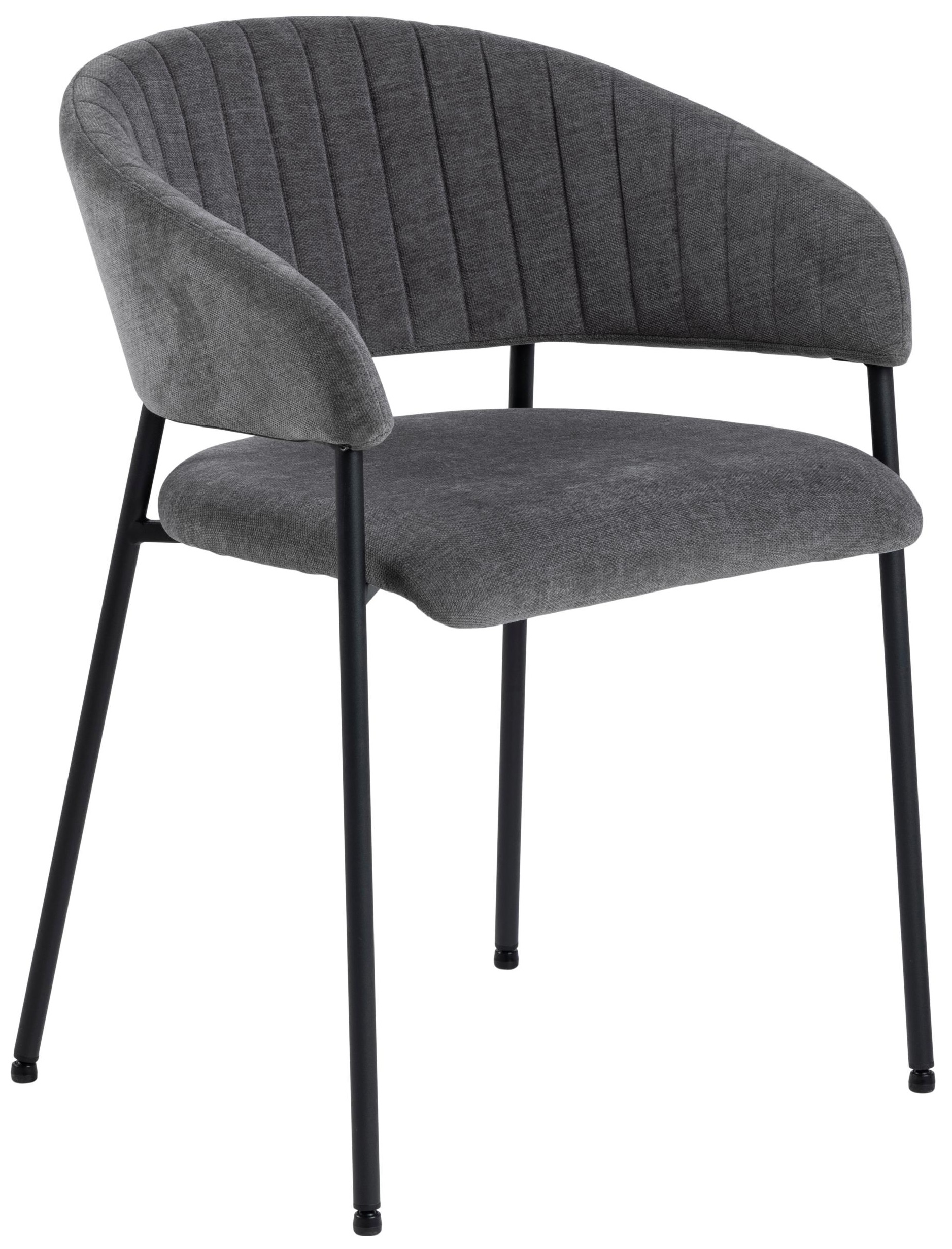 Krzesło z podłokietnikami ciemnoszare - nogi metalowe czarne mat 55x78 cm