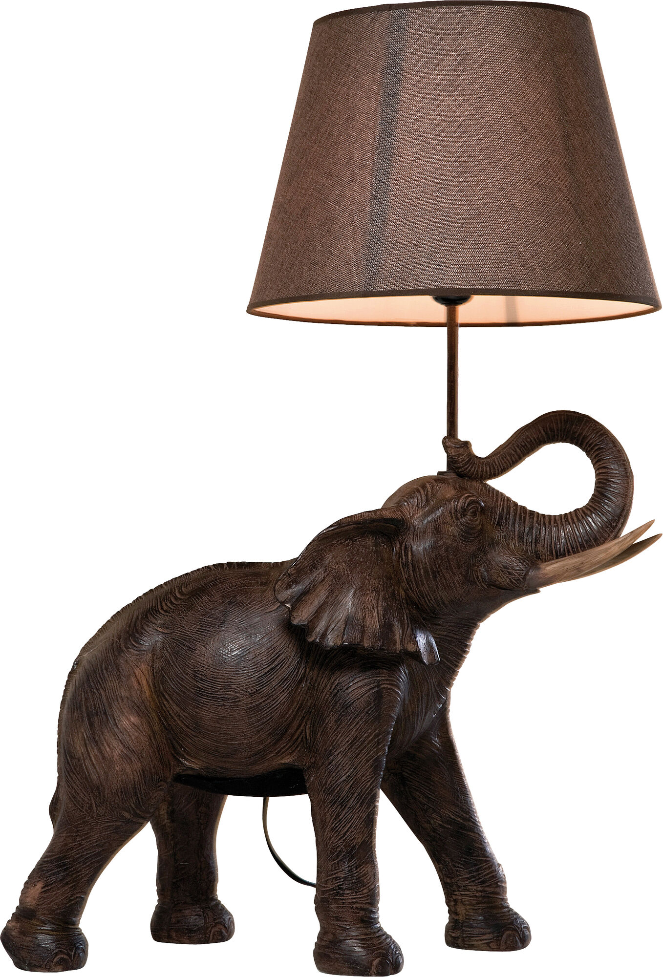 Lampa stołowa z lnianym abażurem brązowa 52x74 cm