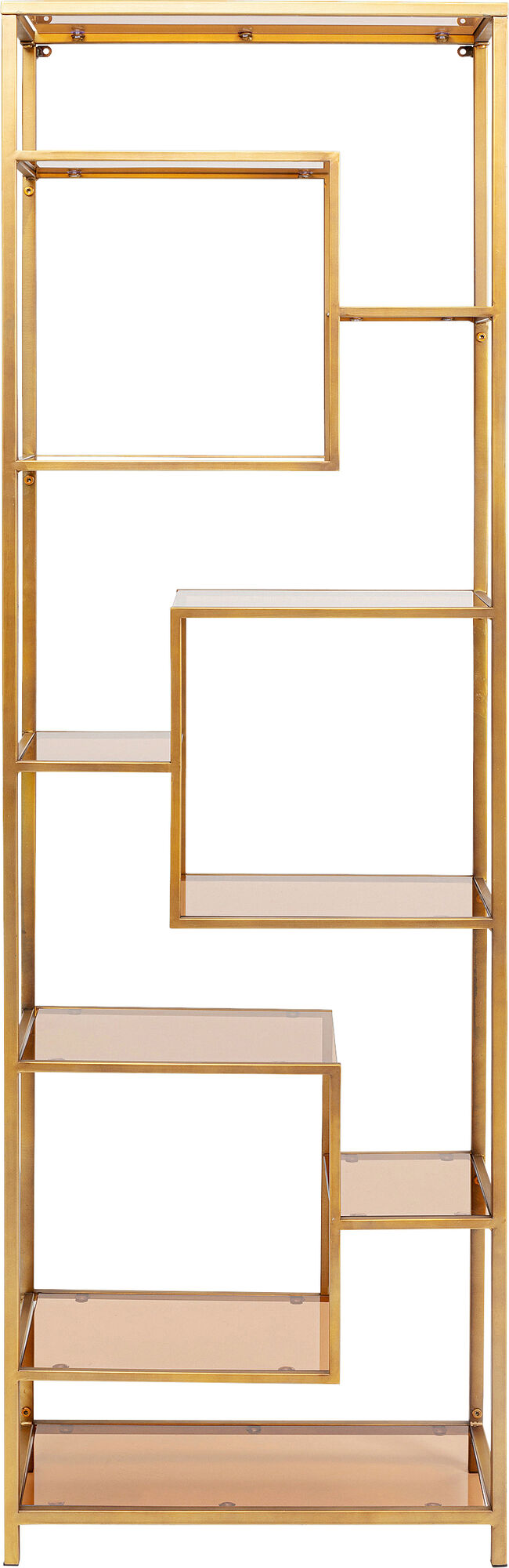 Regał stojący złoty metal szklane półki 195 x 60 cm