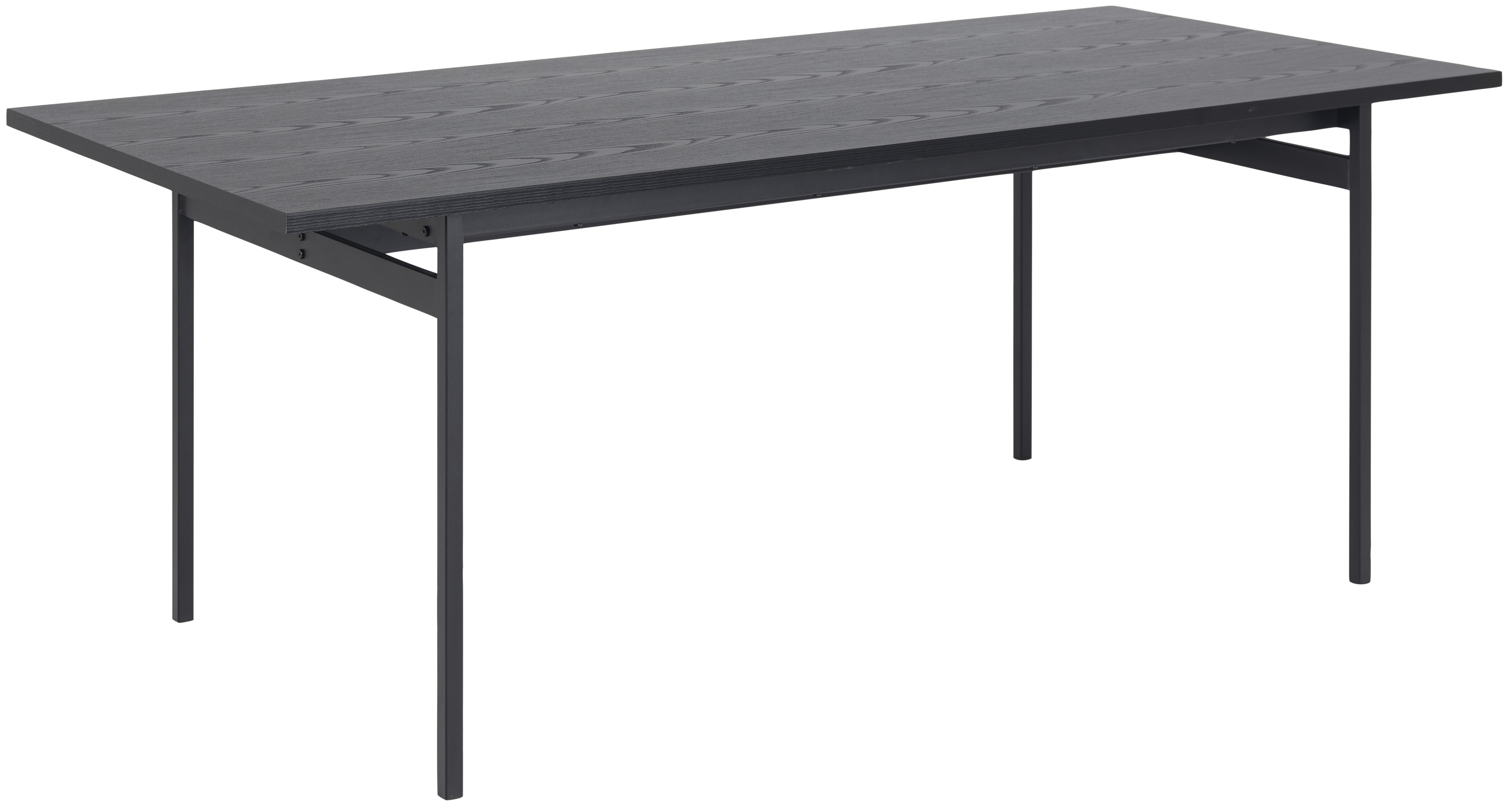 Stół czarny blat struktura drewna metalowe nogi 200x90 cm