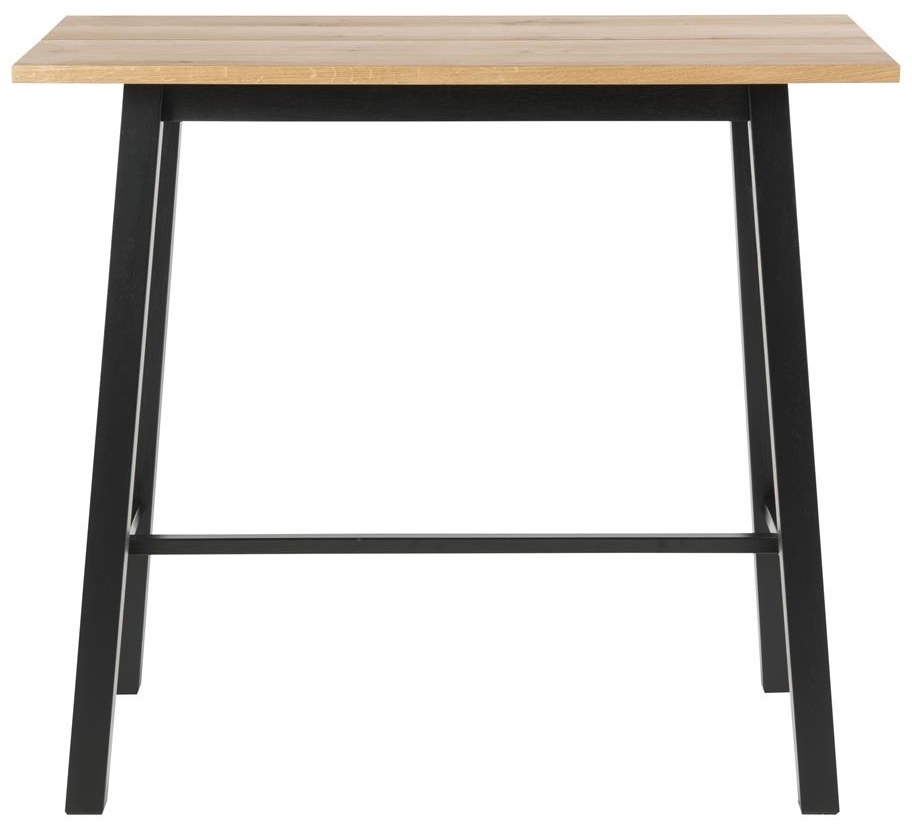 Stół barowy naturalny fornirowany blat dąb czarne metalowe nogi 117x58 cm