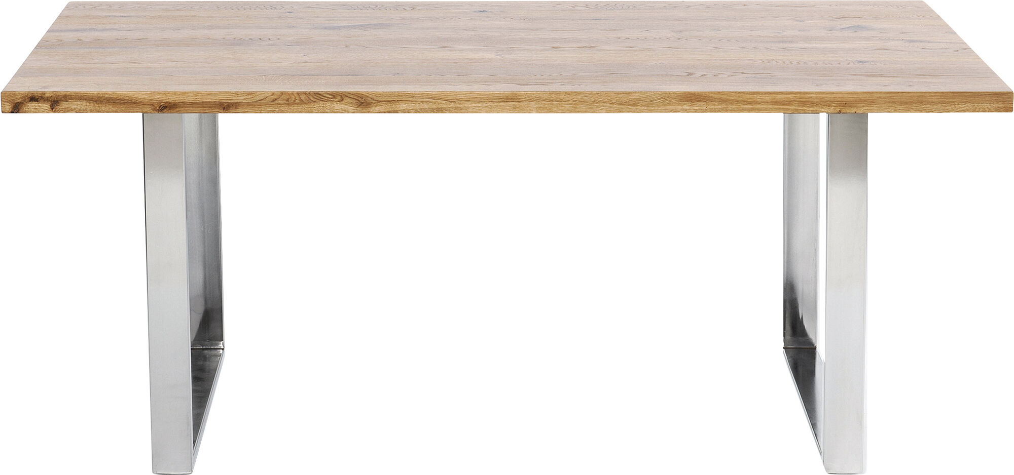Stół naturalny drewniany blat dąb srebrne metalowe nogi 160x80 cm