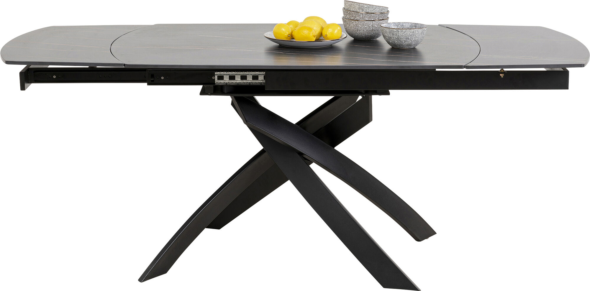Stół rozkładany z ceramicznym blatem nogi czarne 120-180x90 cm