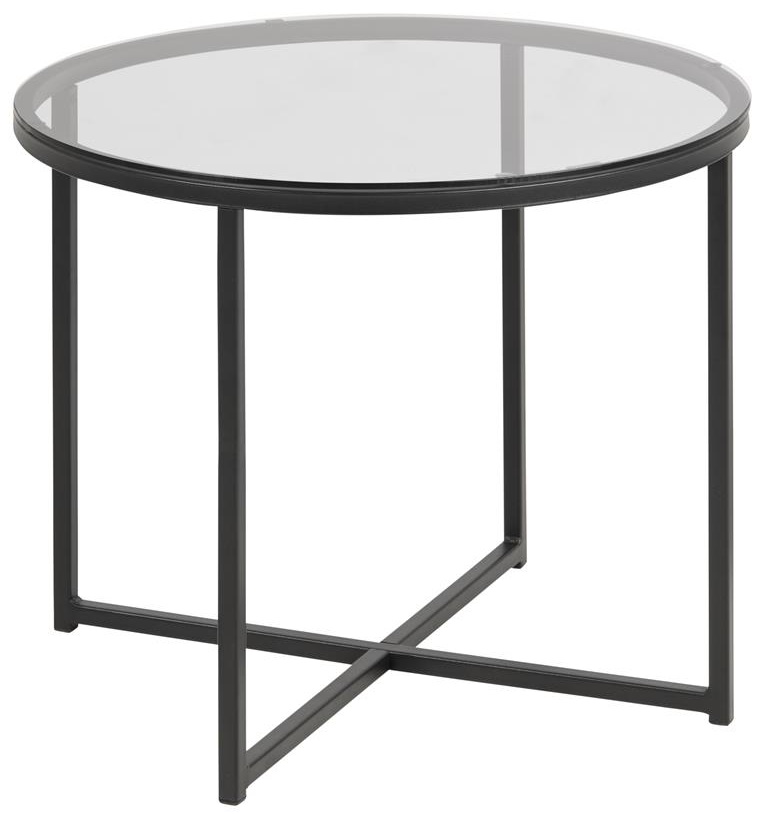 Stolik kawowy okrągły metalowy czarny blat szklany Ø55x45 cm