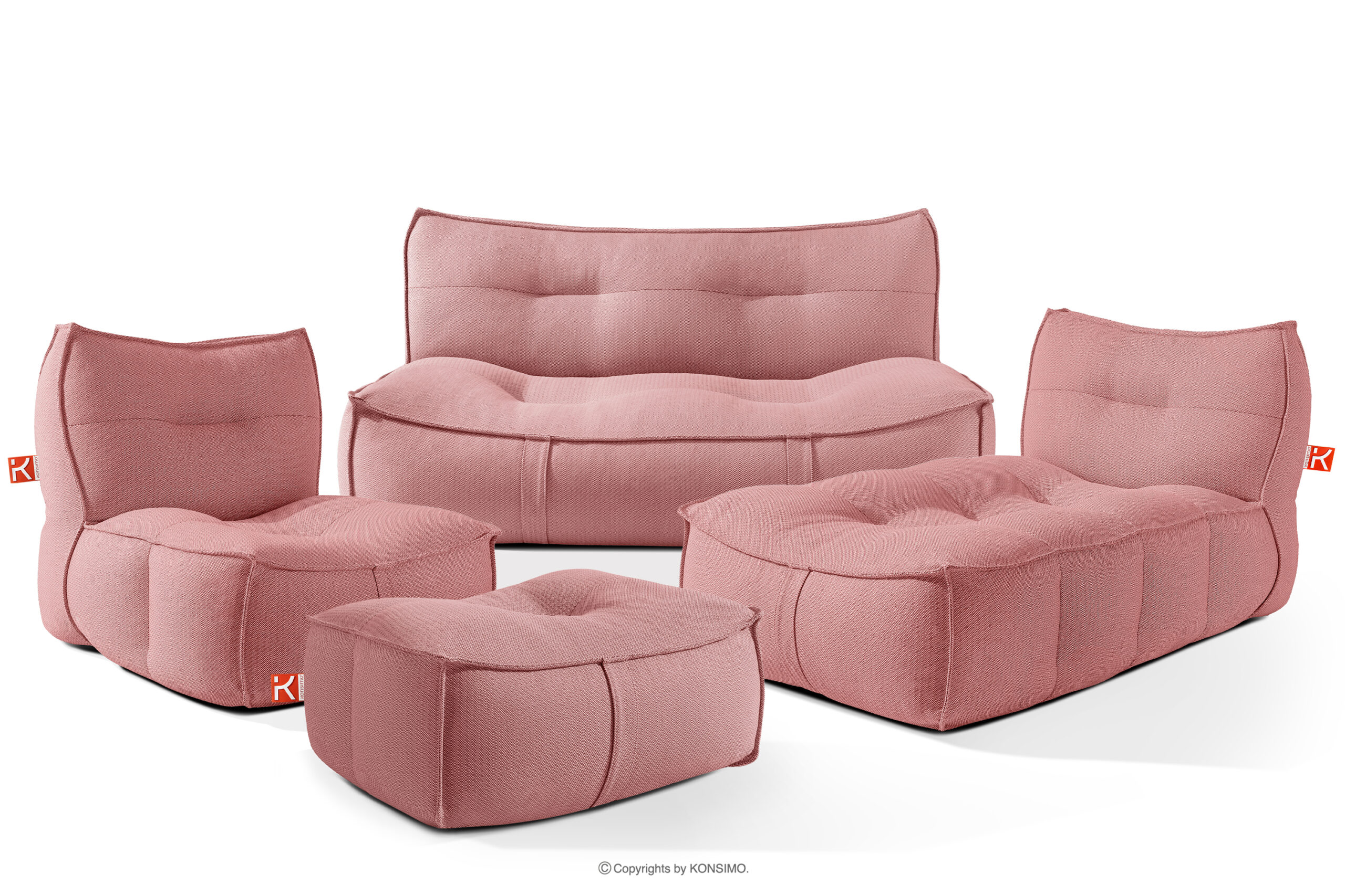 Meble ogrodowe sofa fotel szezlong puf tkanina pleciona outdoorowa czerwony/biały LOVIA - kolor czerwony/biały - KONSIMO. internetowy sklep meblowy online - salony Poznań, Leszno