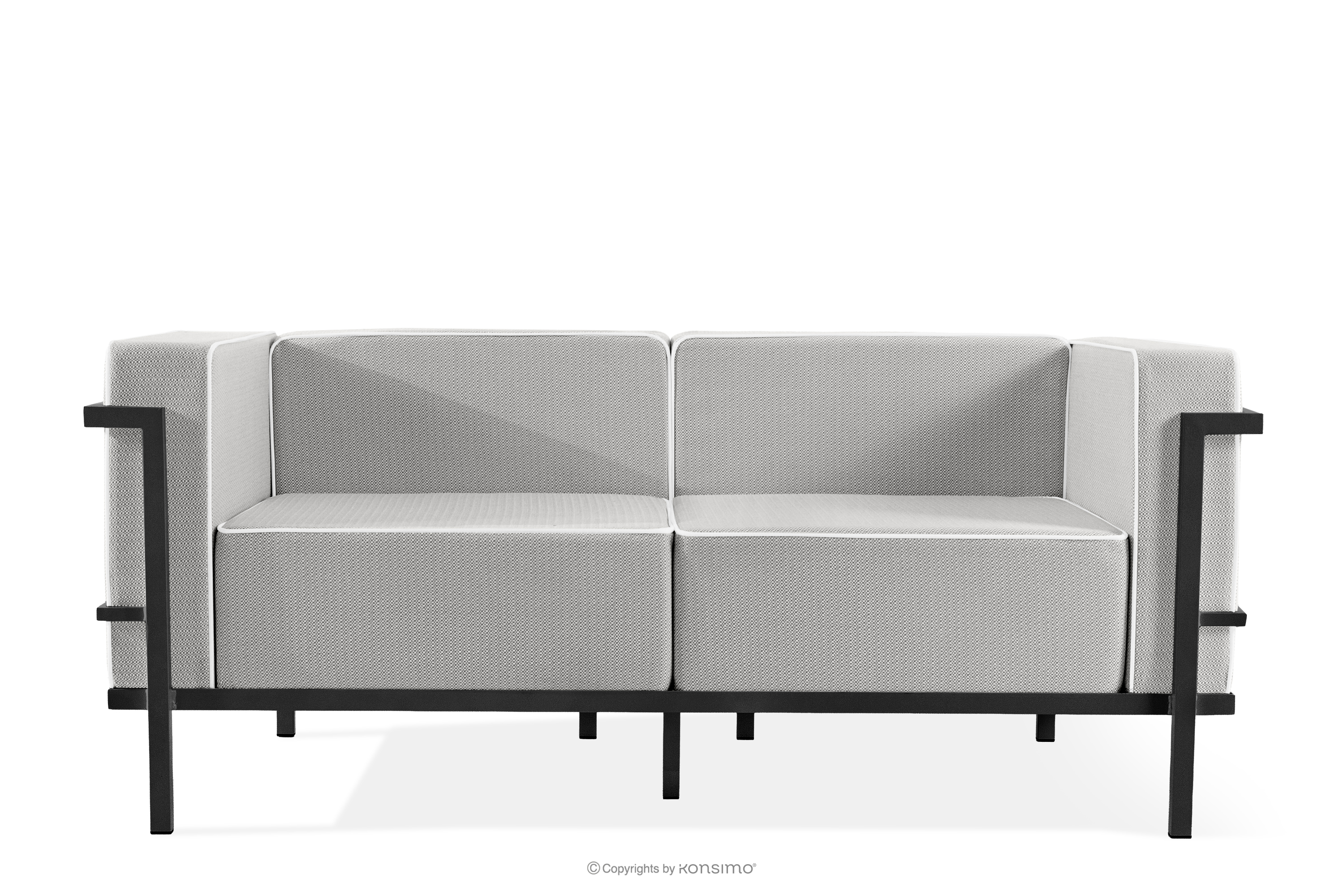 Nowoczesna sofa ogrodowa 2 na metalowych nóżkach ciemny szary/ciemny szary/biały TRIGLO - kolor ciemny szary/ciemny szary/biały - KONSIMO. internetowy sklep meblowy online - salony Poznań, Leszno