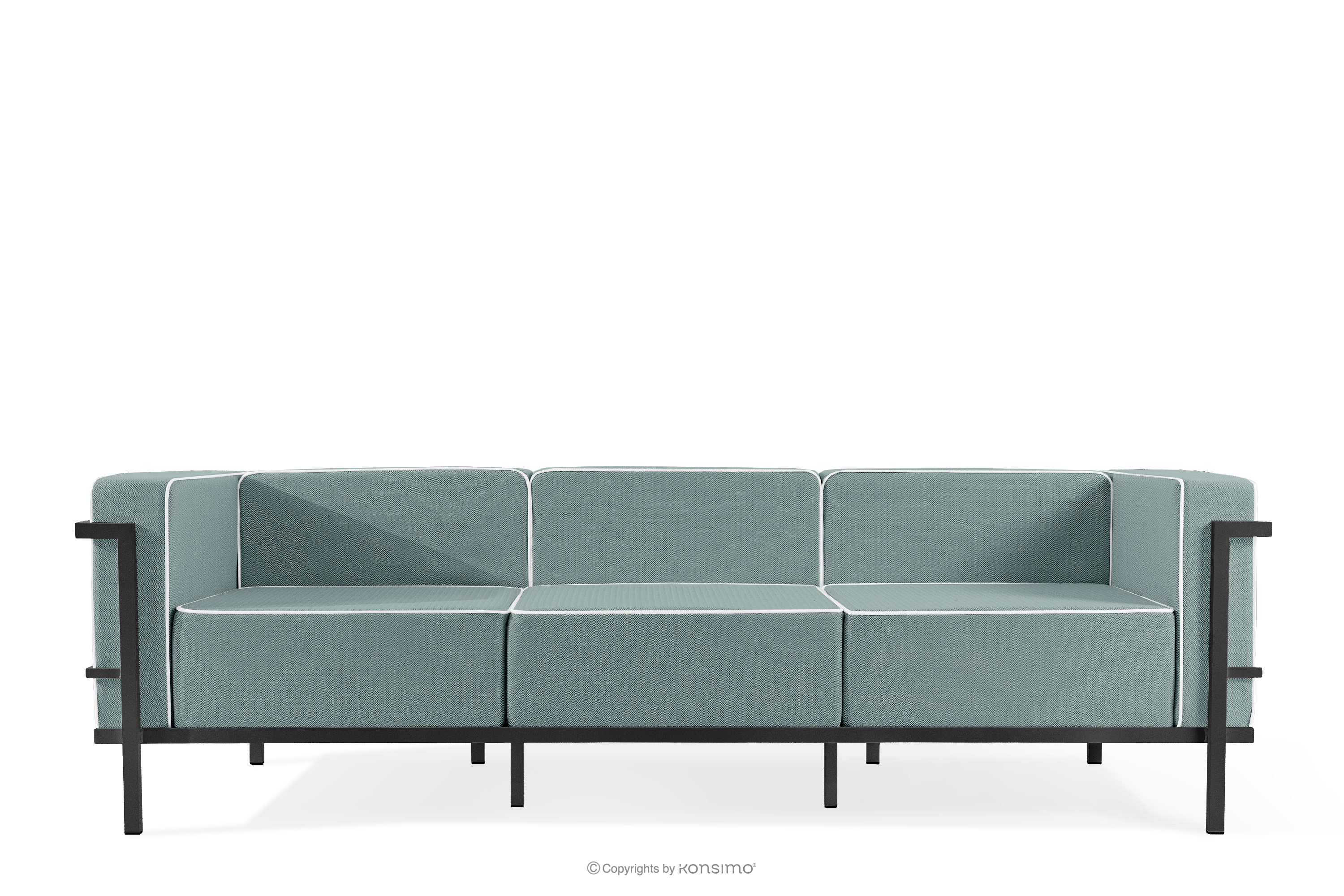 Nowoczesna sofa ogrodowa 3 na metalowych nóżkach ciemny szary/ciemny zielony/biały TRIGLO - kolor ciemny szary/ciemny zielony/biały - KONSIMO. internetowy sklep meblowy online - salony Poznań, Leszno
