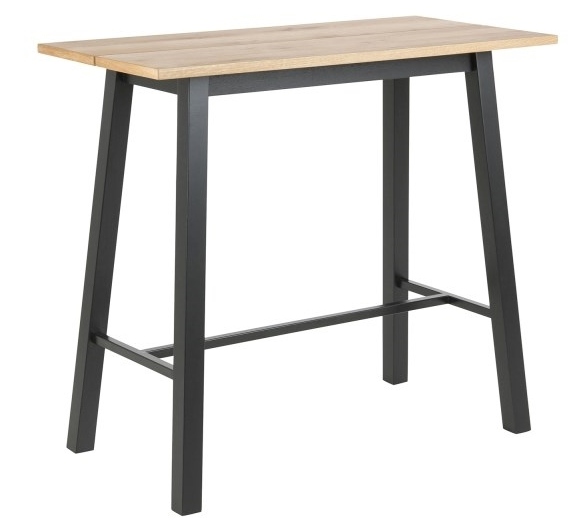 Stół barowy z fornirowanym blatem i metalowymi nogami Chara wood/black
