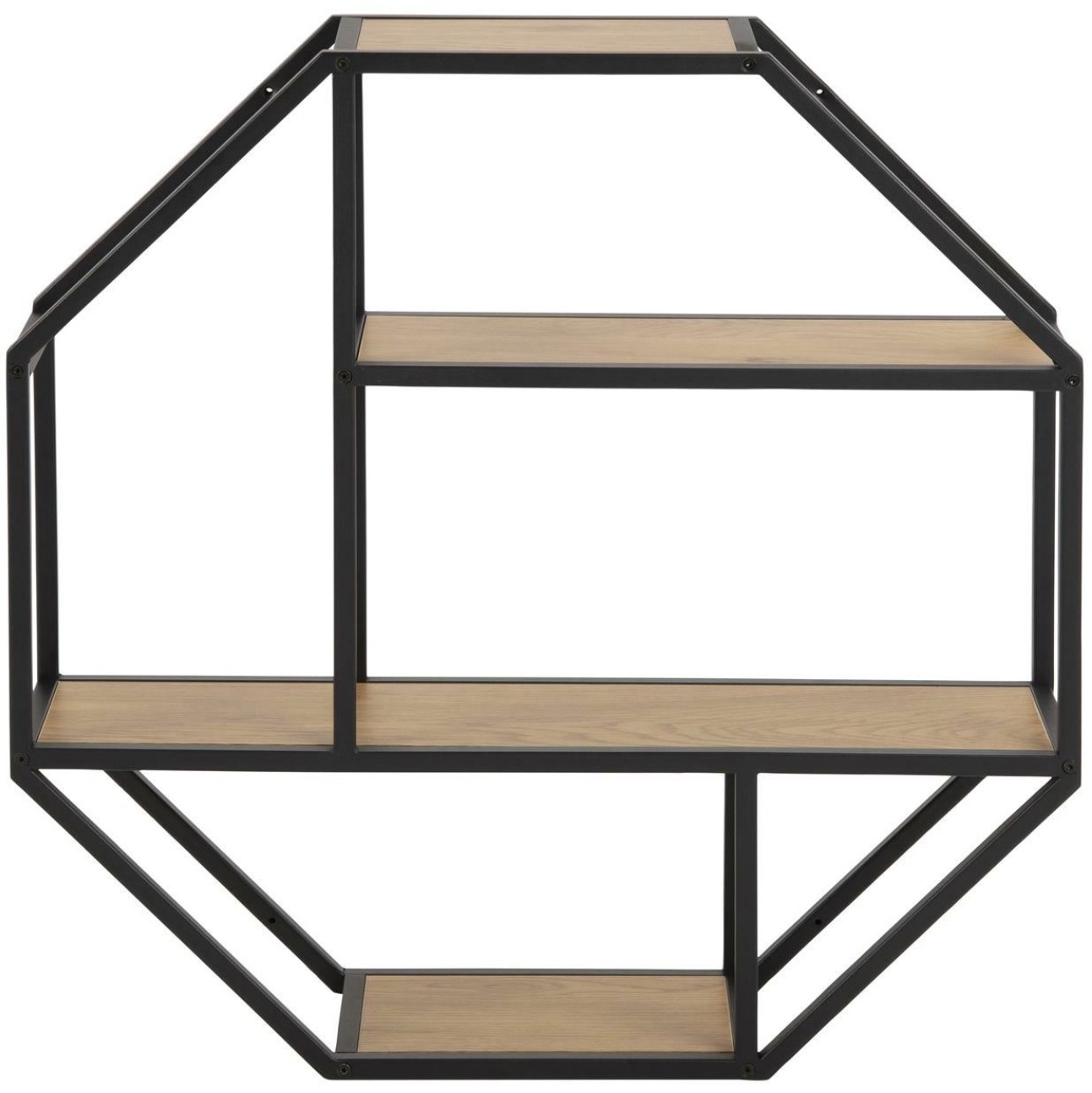 Loftowy regał ścienny z półkami Seaford Octagon dąb