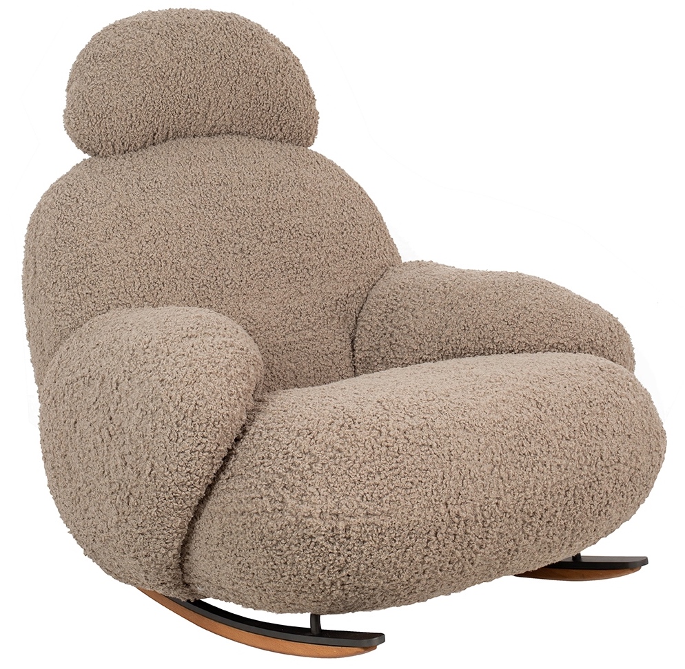 Pluszowy fotel bujany Plush Teddy ciemny beżowy