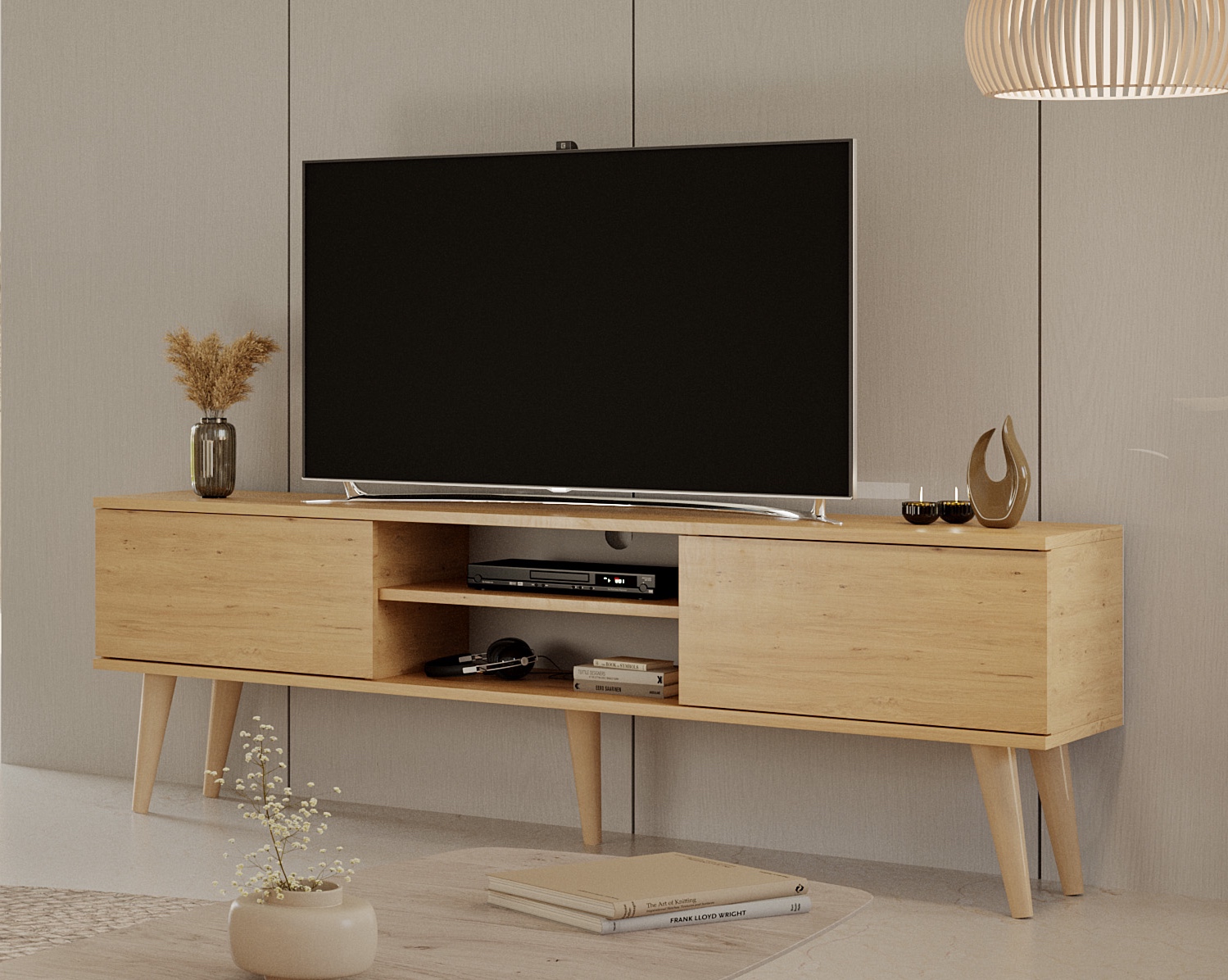 Skandynawska szafka pod telewizor Toronto 160 dąb artisan
