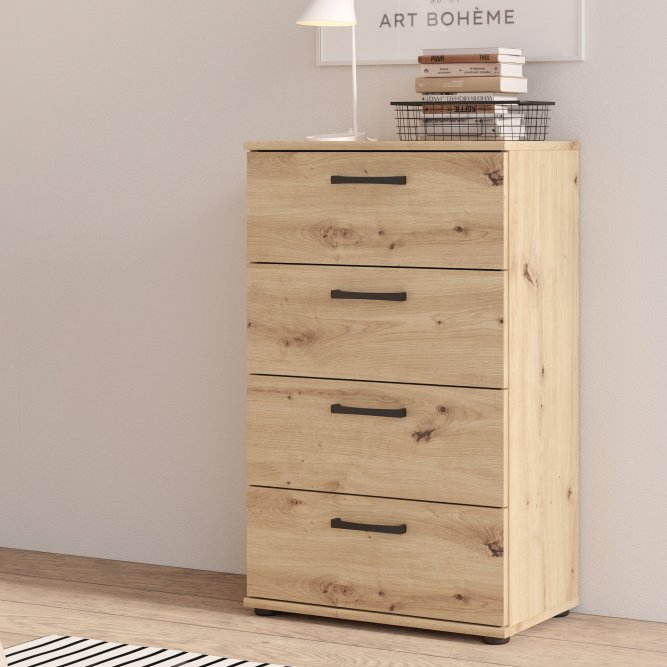 Klasyczna komoda z czterema szufladami Niko 14N-D78 dąb Artisan