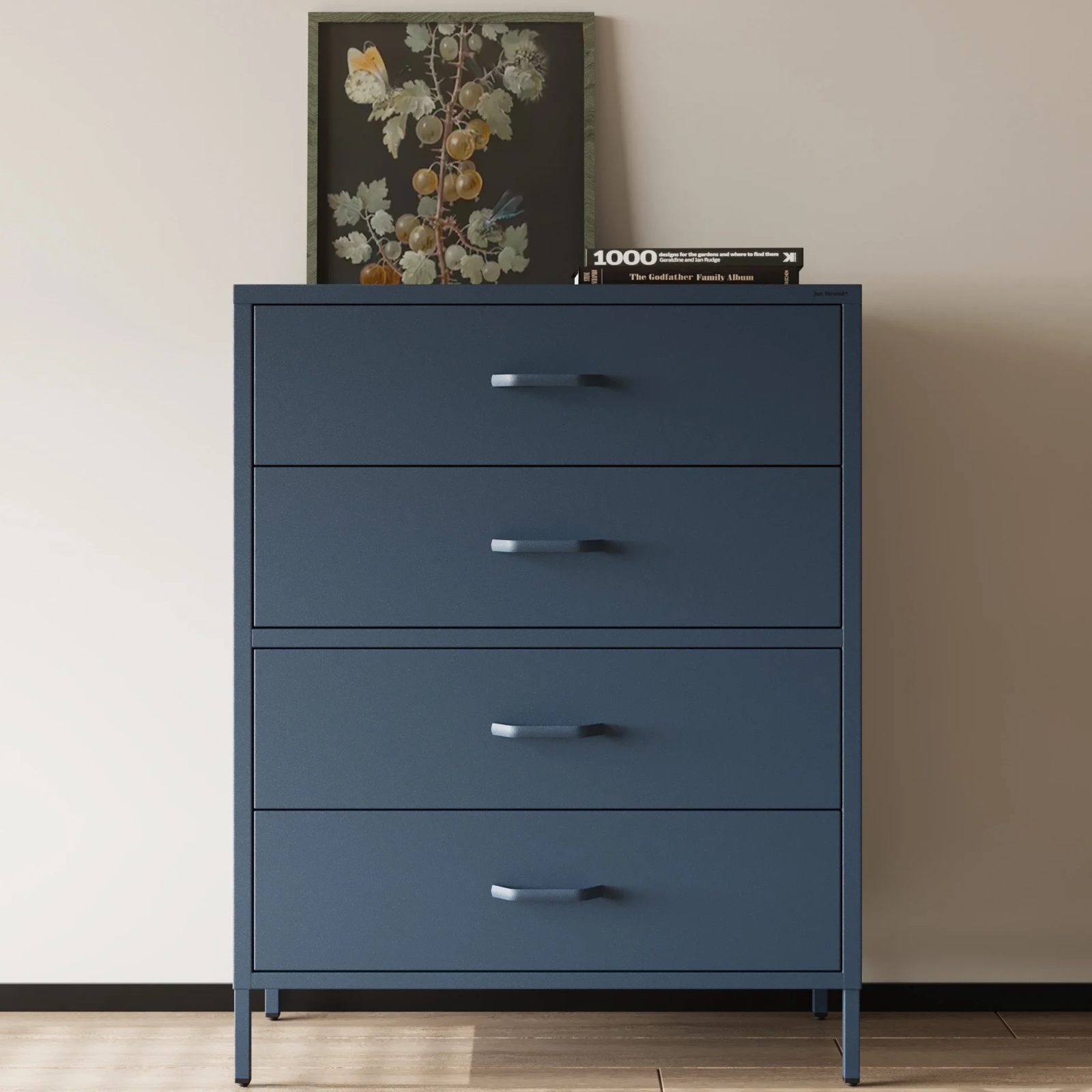 Komoda metalowa 4 szuflady Modern Carla granatowa