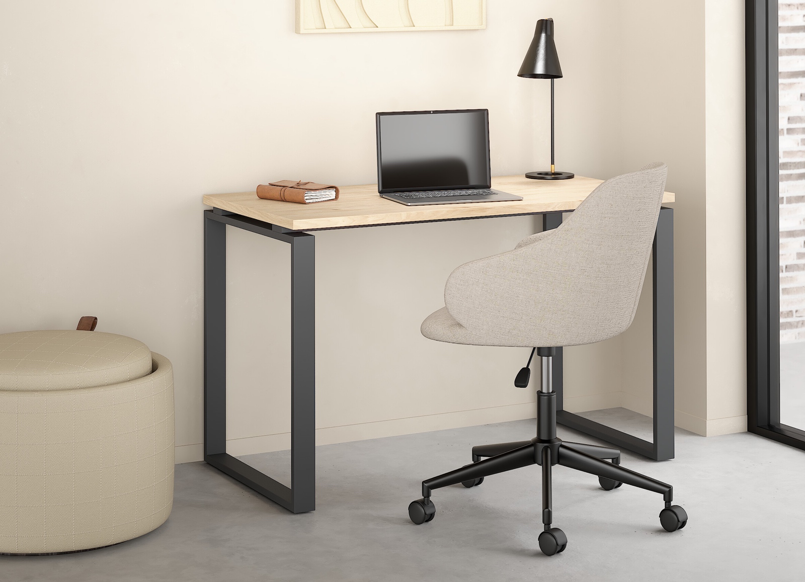 Biurko loft na płozach Sign 120 jackson hickory/szary mat