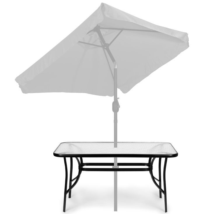 Stół ogrodowy 160x90 cm z otworem na parasol Tulum 094, czarny