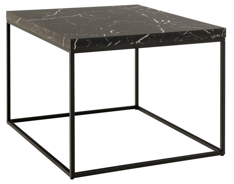 Kwadratowy stolik kawowy Barossa Actona 60x60 cm, czarny marmur/czarny