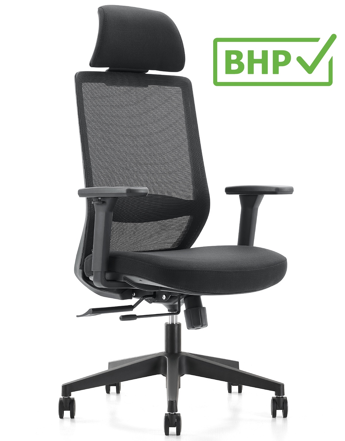 Czarne krzesło biurowe Perun, ergonomiczne, zgodne z normą BHP