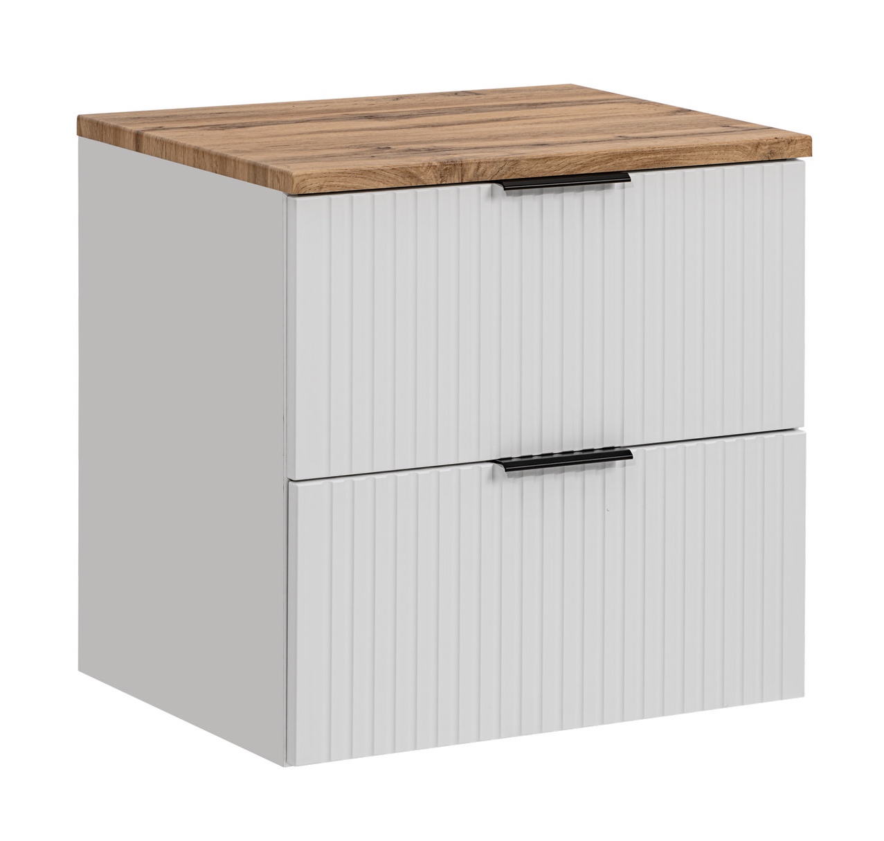 Szafka łazienkowa pod umywalkę nablatową Adel 60 cm, biały mat/dąb wotan
