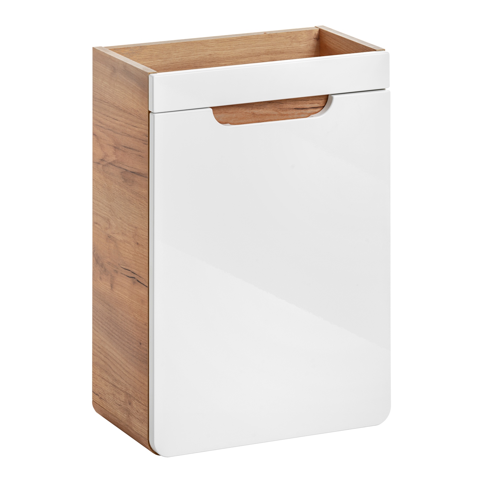 Wąska szafka podumywalkowa 40 cm, Aruba 826 FSC, dąb craft złoty/biały połysk