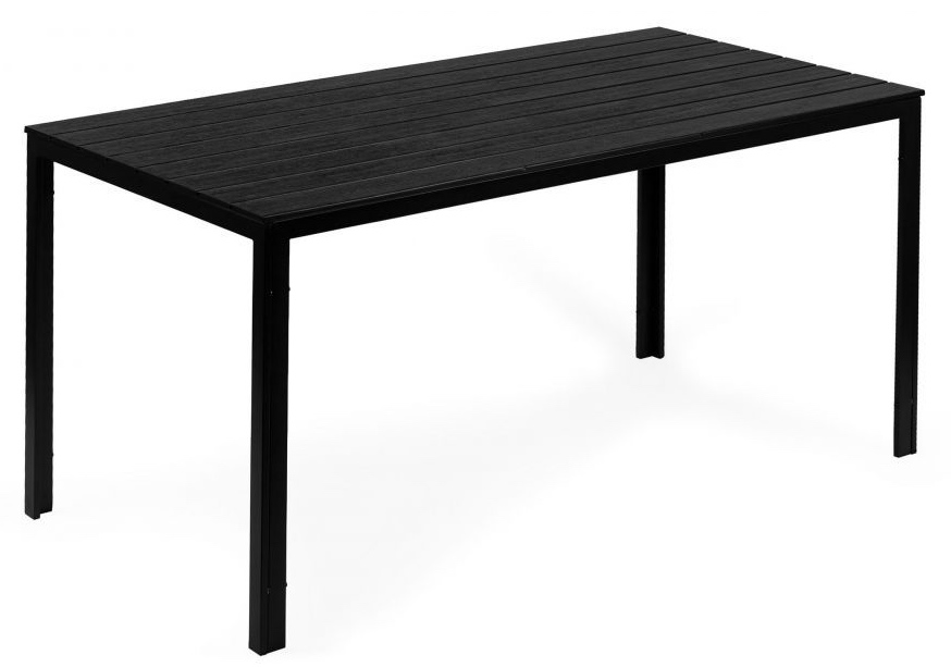 Stół ogrodowy polywood dla 6 osób Sorelia 156x78 cm, czarny