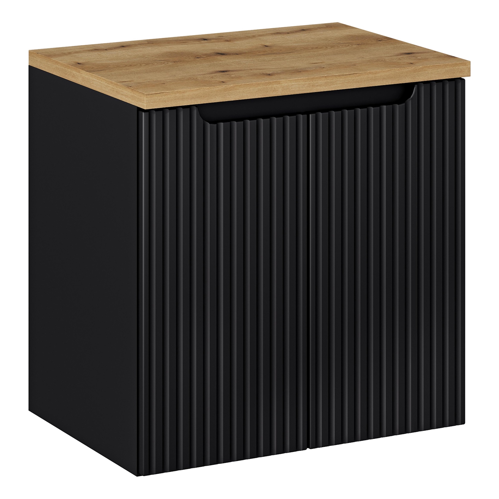 Szafka podumywalkowa 2-drzwiowa Nova 60 cm z blatem, czarny mat/dąb coast evoke