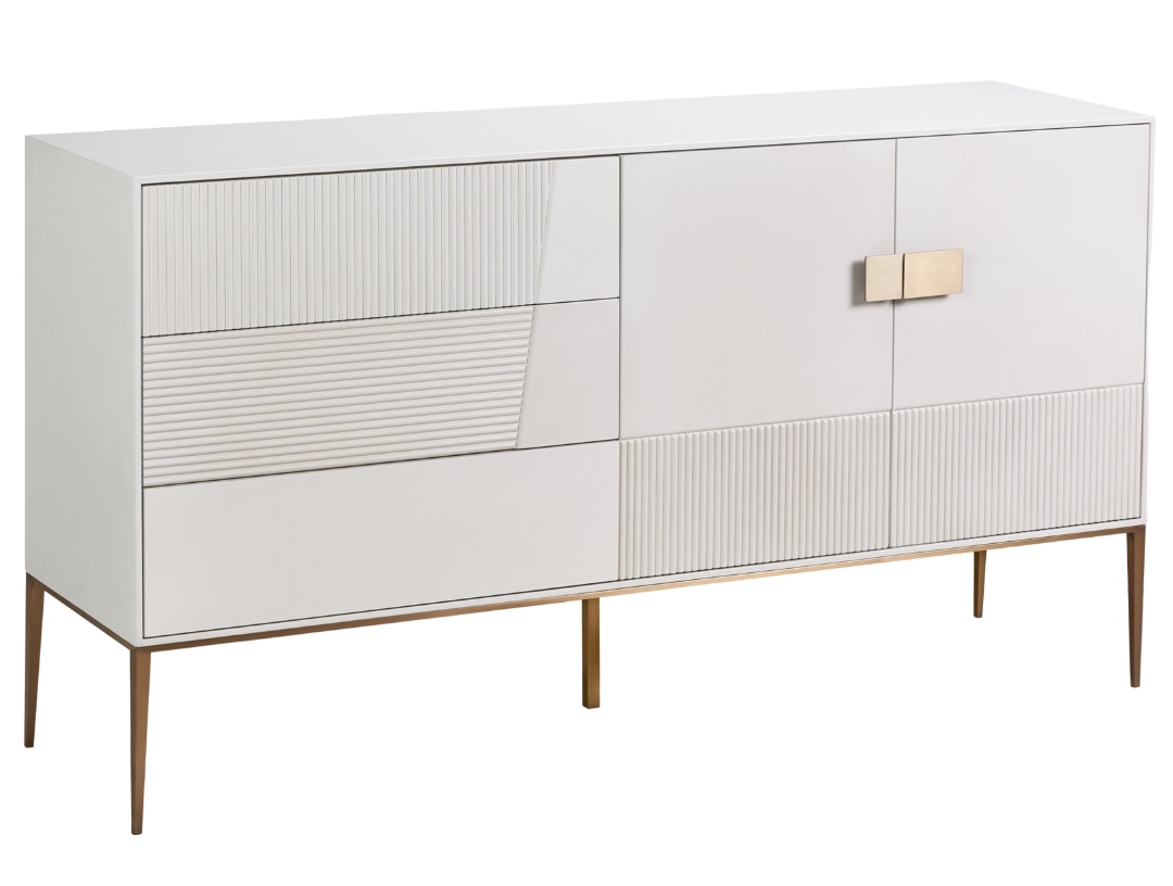 Komoda glamour z szufladami Stilig ST102A w kolorze złamanej bieli